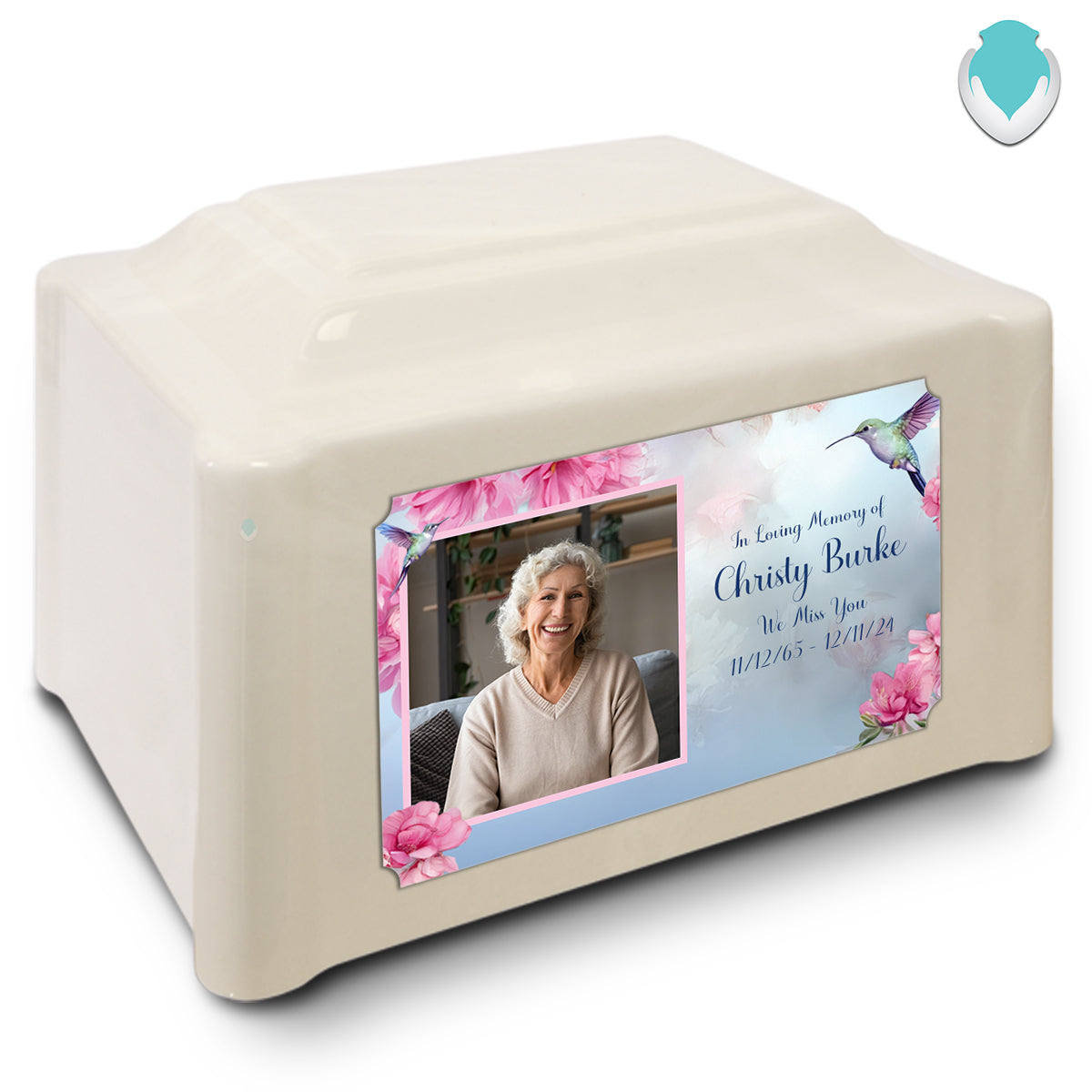 Adult Devotion Custom Printed Photo Hummingbird Cultured Marble Urn for Ashes