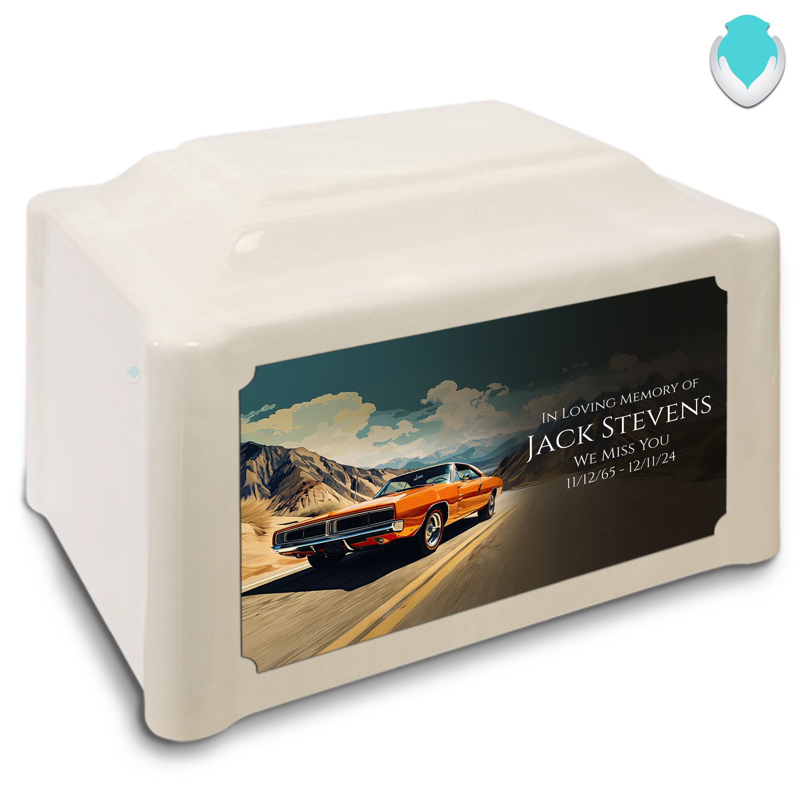 Adult Devotion Custom Printed Classic Car Cultured Marble Urns for Ashes
