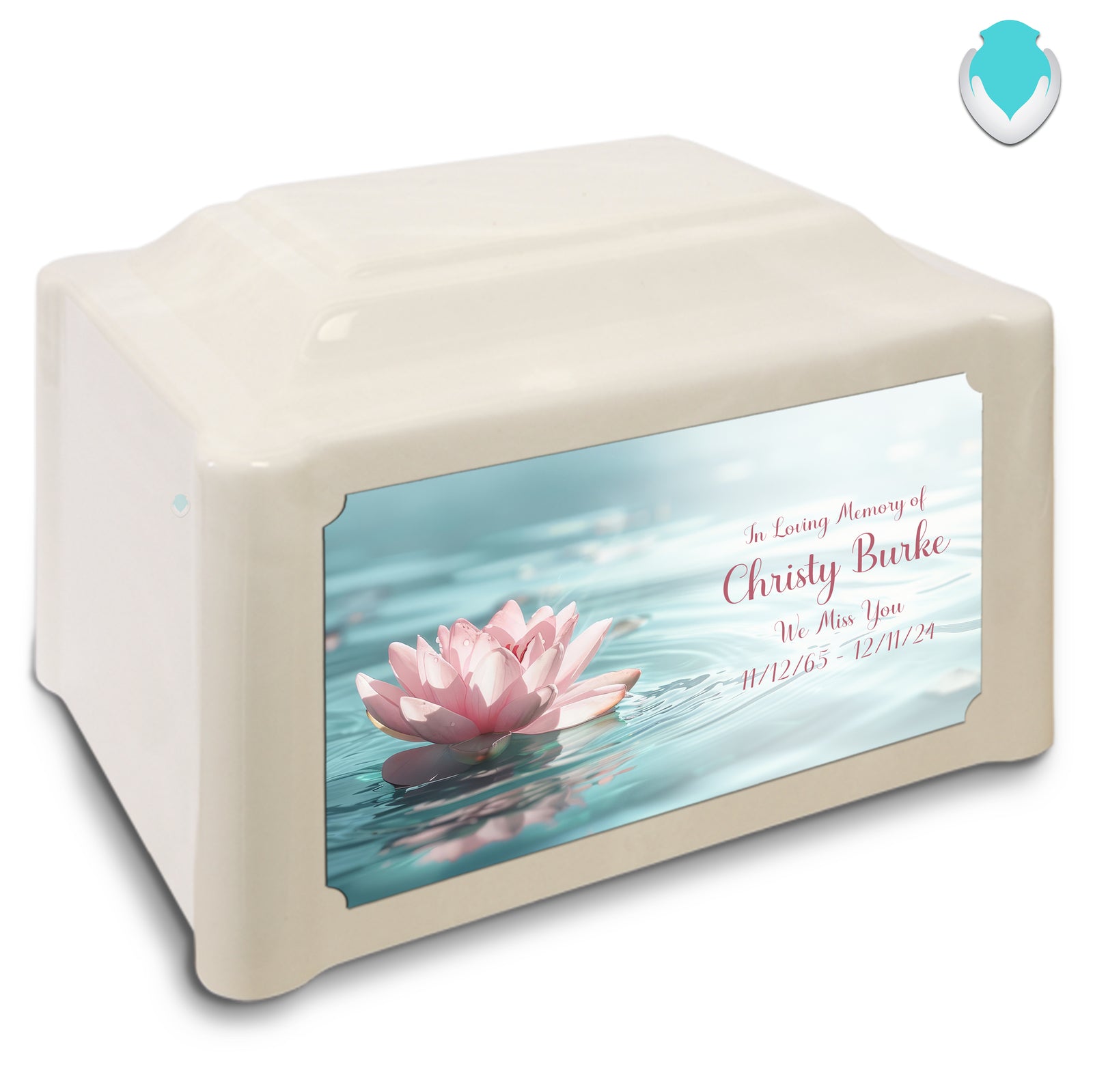 Adult Devotion Custom Printed Lotus Flower Cultured Marble Urns for Ashes