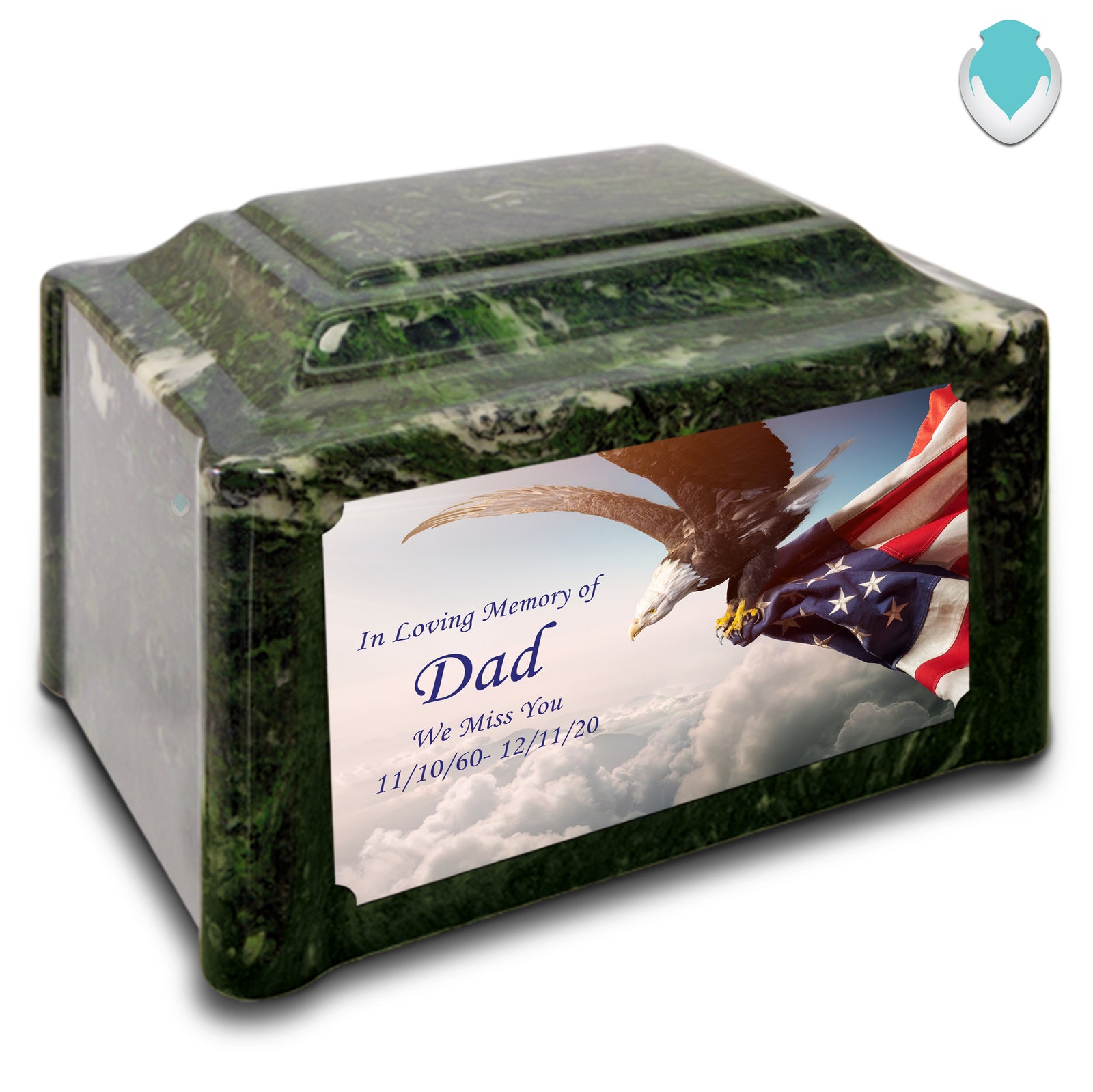 Adult Devotion Custom Printed American Eagle Cultured Marble Urns for Ashes