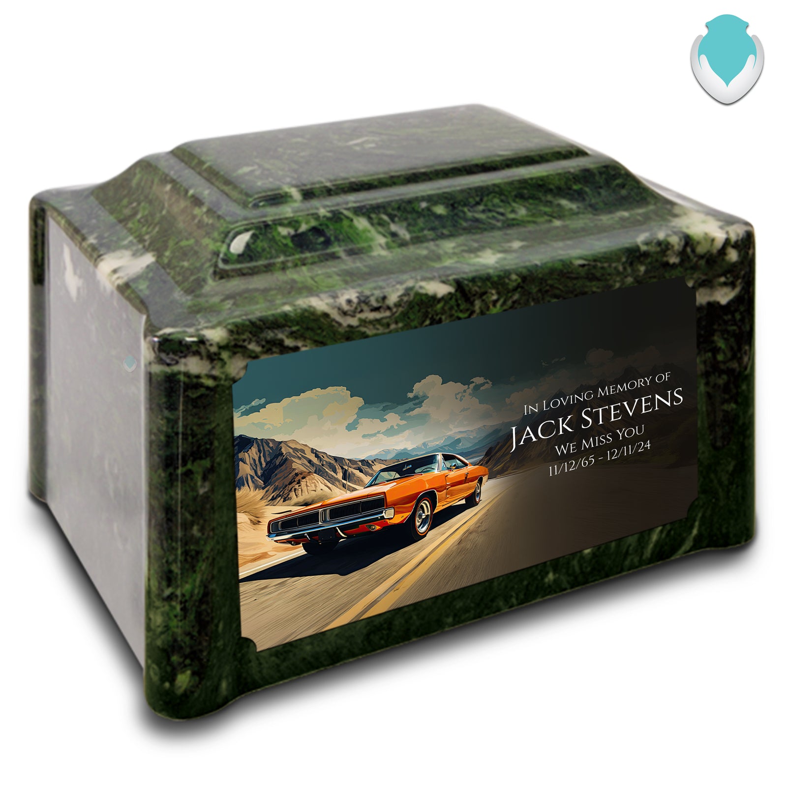 Adult Devotion Custom Printed Classic Car Cultured Marble Urns for Ashes