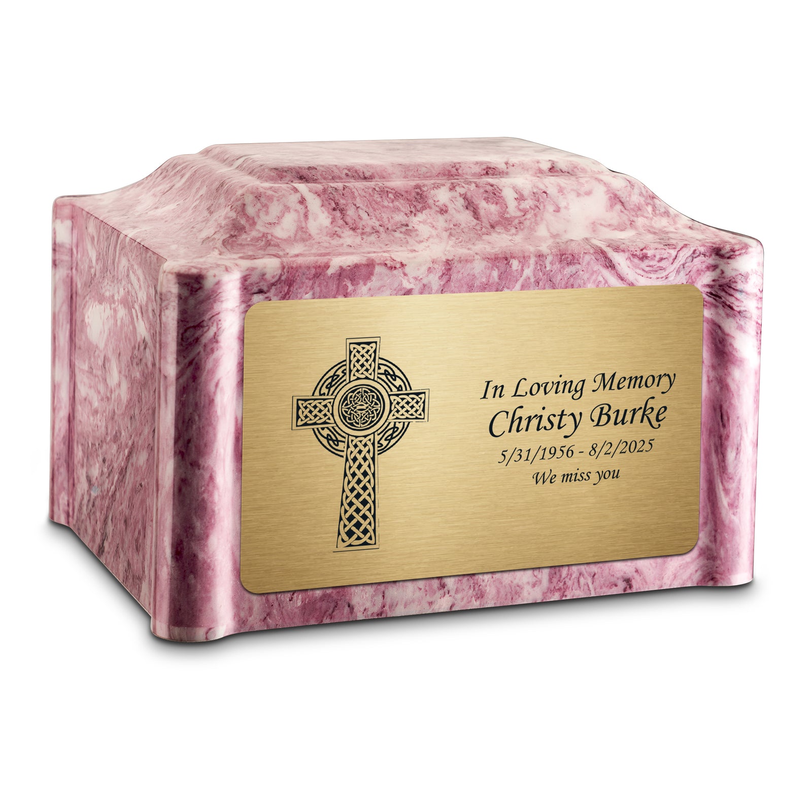 Adult Devotion Celtic Cross Wild Rose Cultured Marble Urns for Ashes
