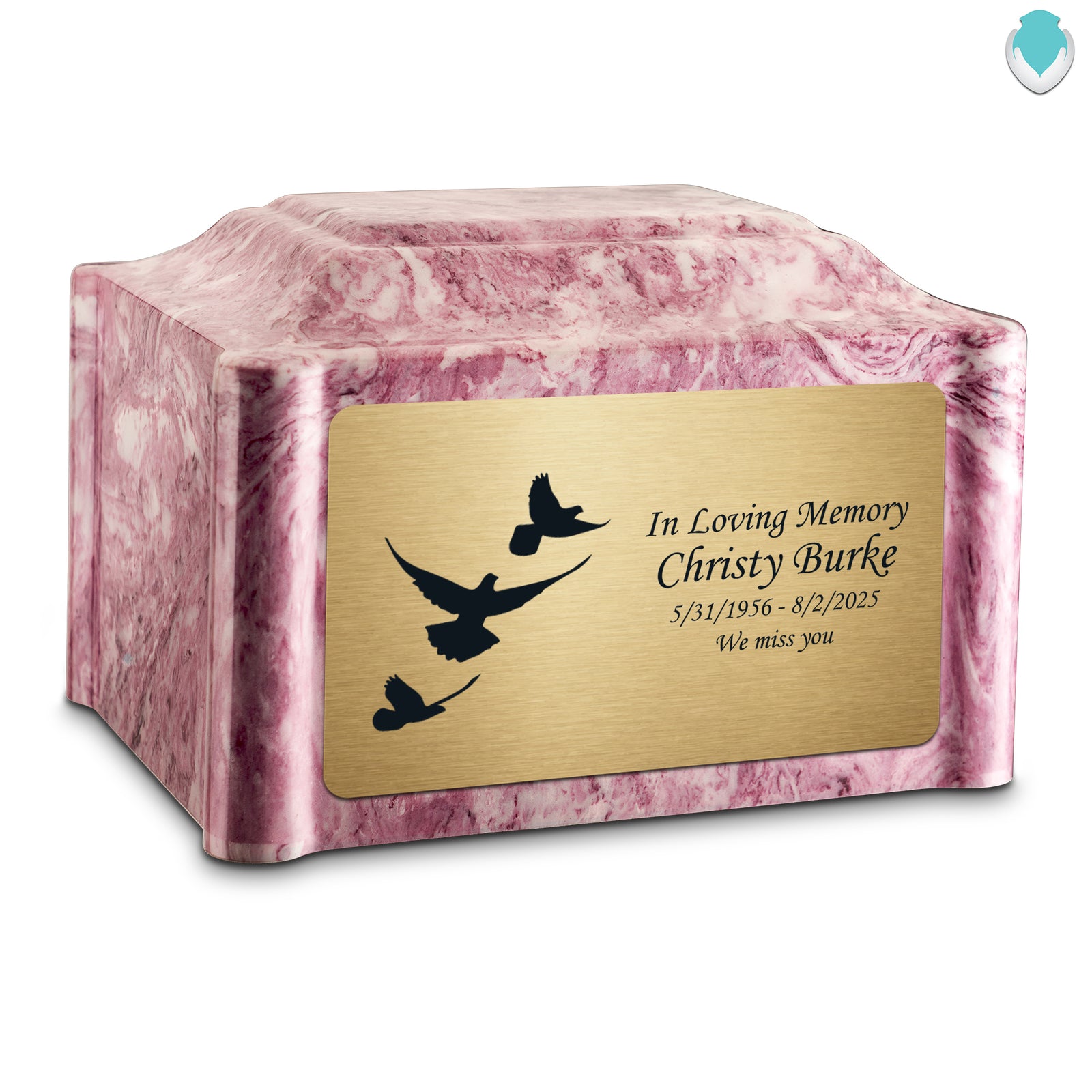 Adult Devotion Doves Wild Rose Cultured Marble Urns for Ashes
