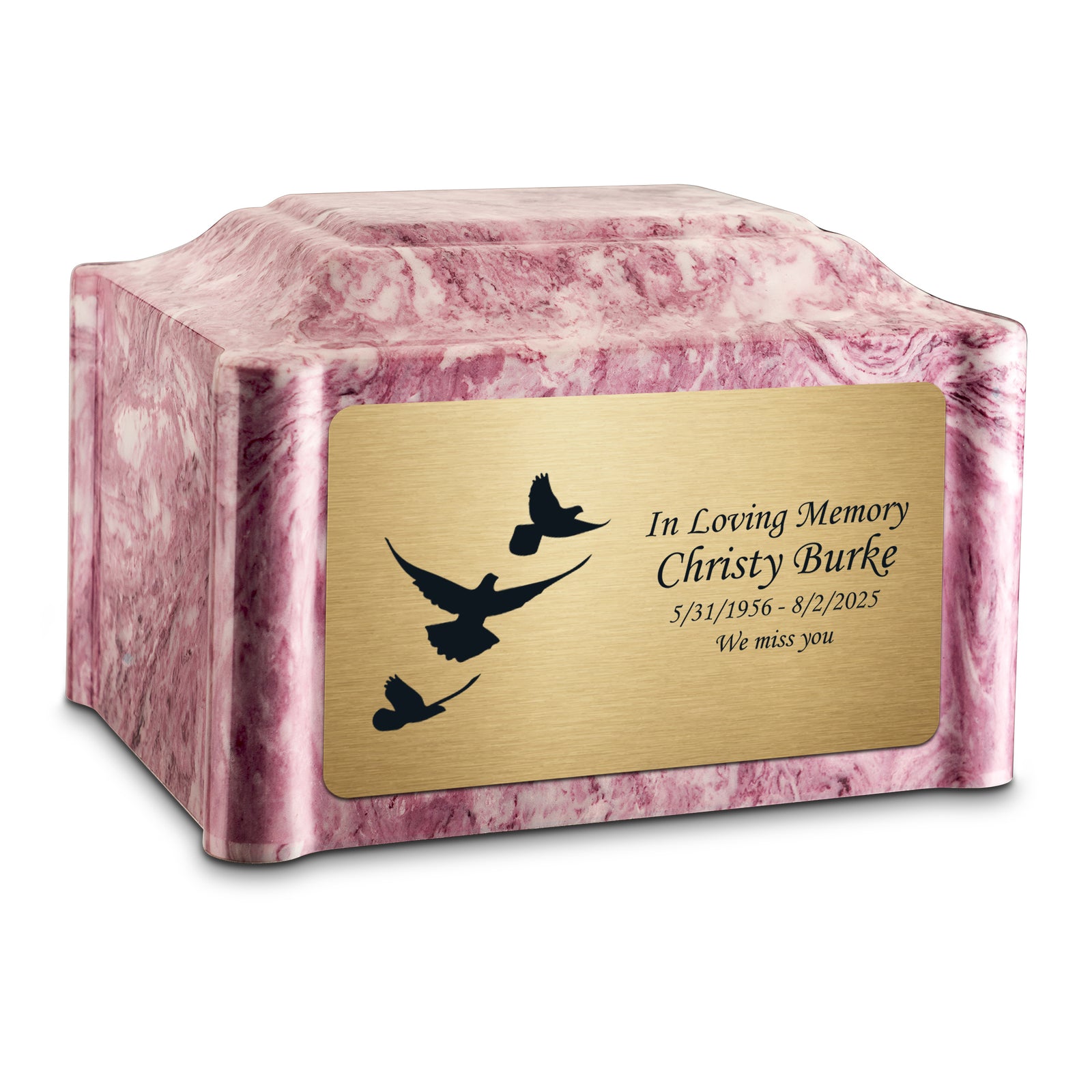 Adult Devotion Doves Wild Rose Cultured Marble Urns for Ashes