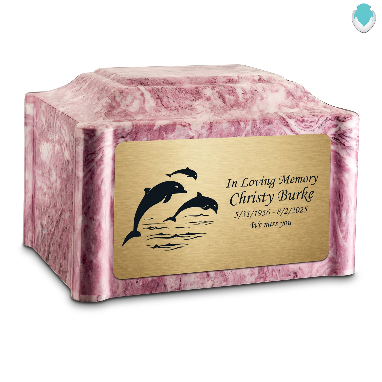 Adult Devotion Dolphin Wild Rose Cultured Marble Urns for Ashes