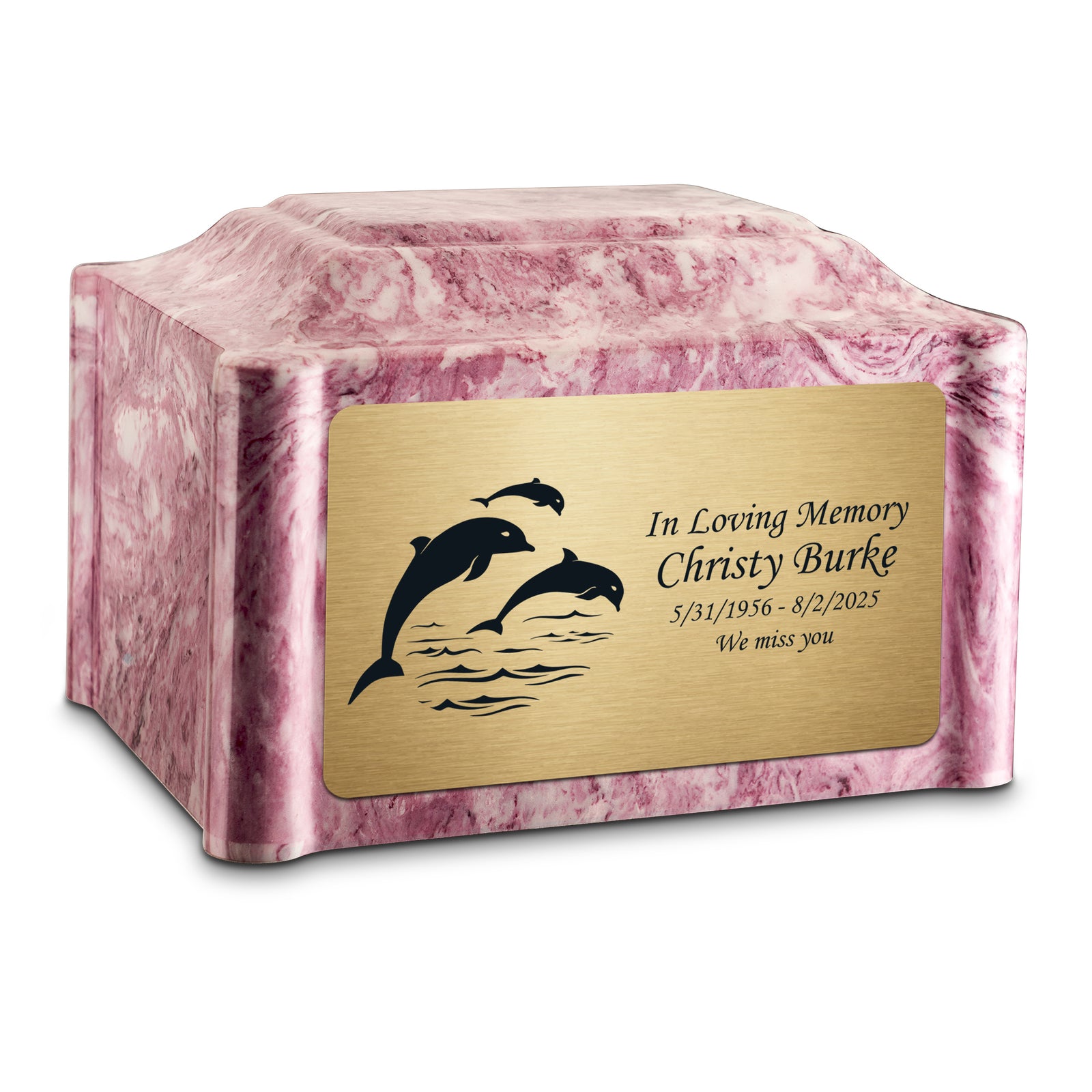 Adult Devotion Dolphin Wild Rose Cultured Marble Urns for Ashes