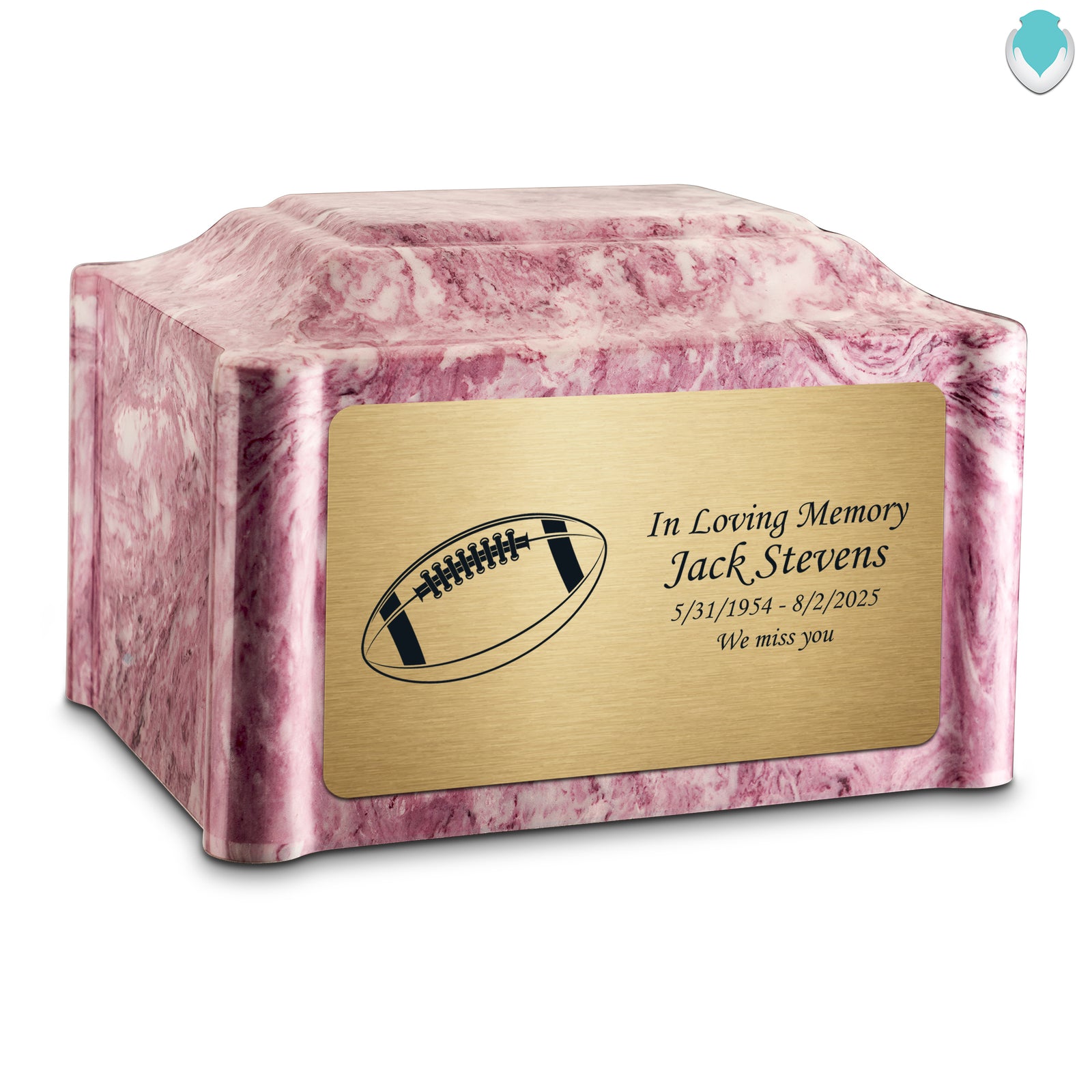 Adult Devotion Football Wild Rose Cultured Marble Urns for Ashes