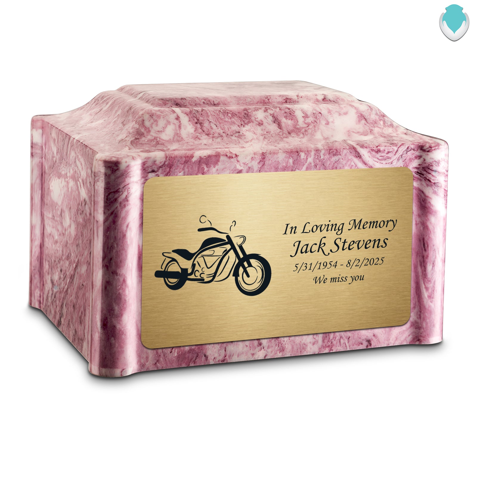 Adult Devotion Motorcycle Wild Rose Cultured Marble Urns for Ashes