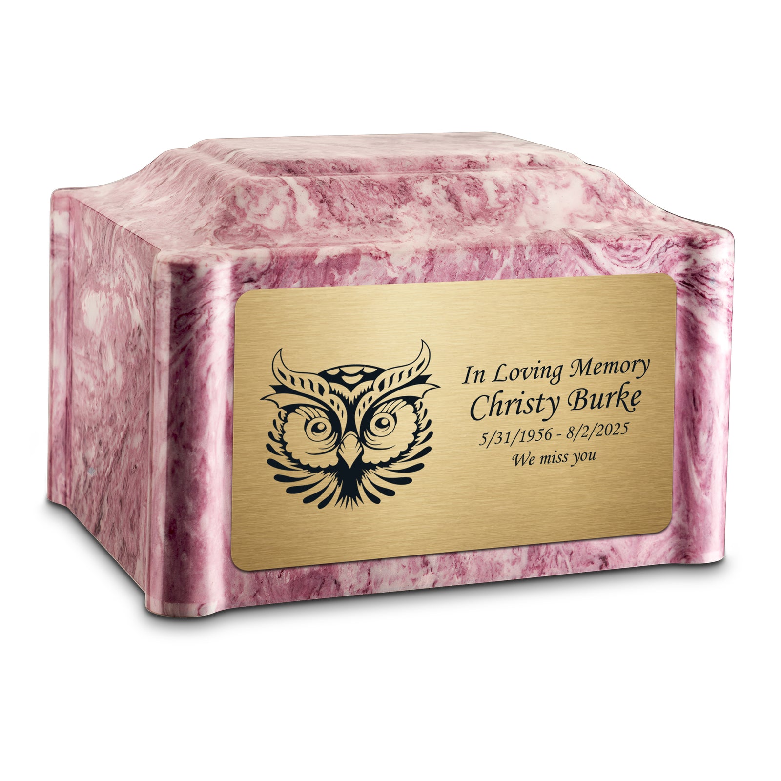 Adult Devotion Owl Wild Rose Cultured Marble Urns for Ashes