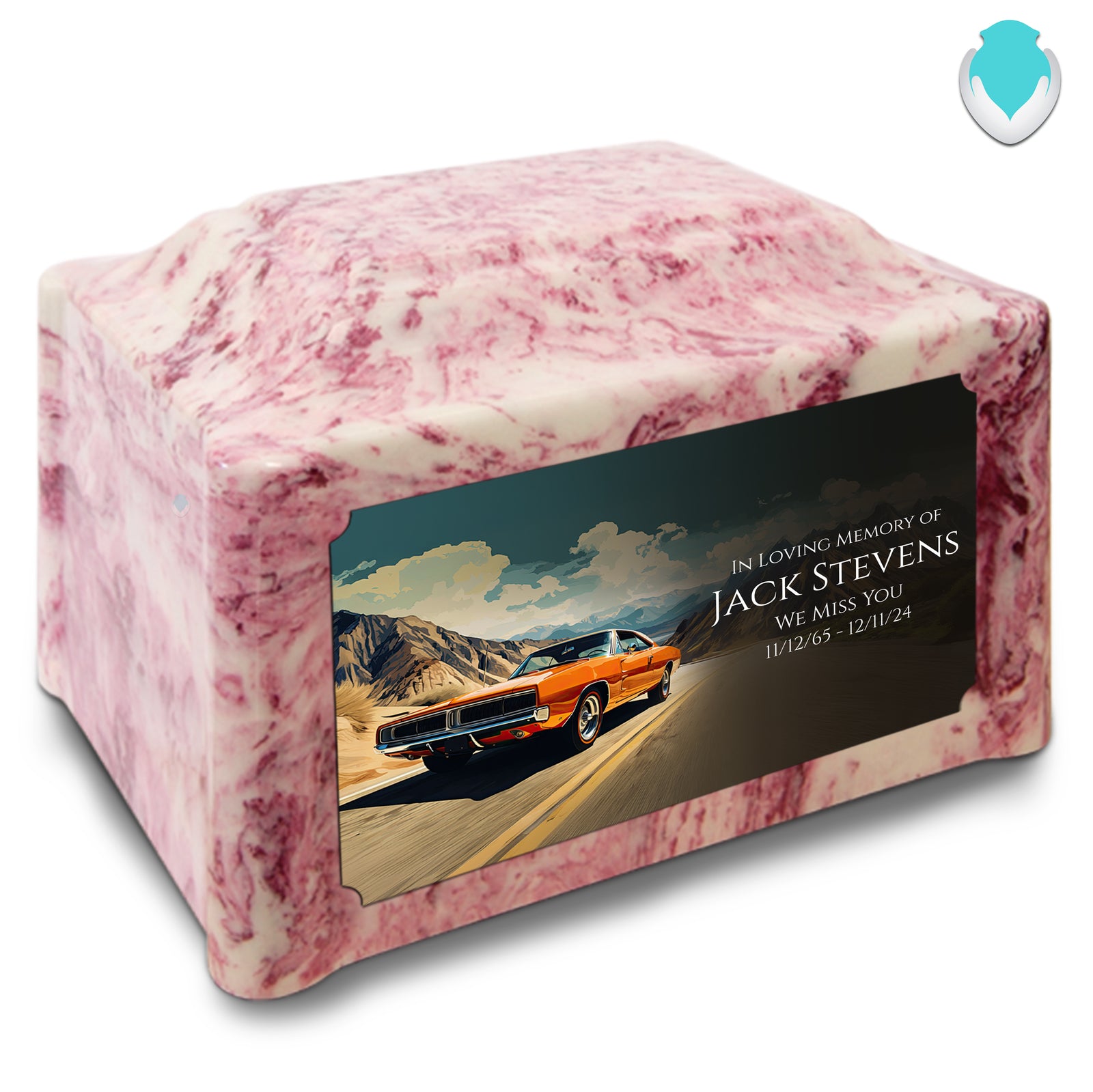 Adult Devotion Custom Printed Classic Car Cultured Marble Urns for Ashes