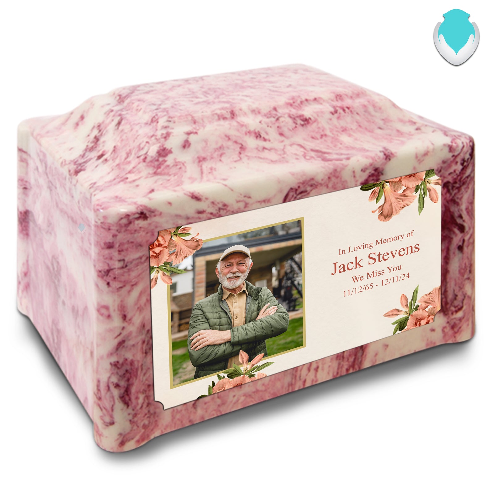 Adult Devotion Custom Printed Azalea Flower Cultured Marble Urns for Ashes