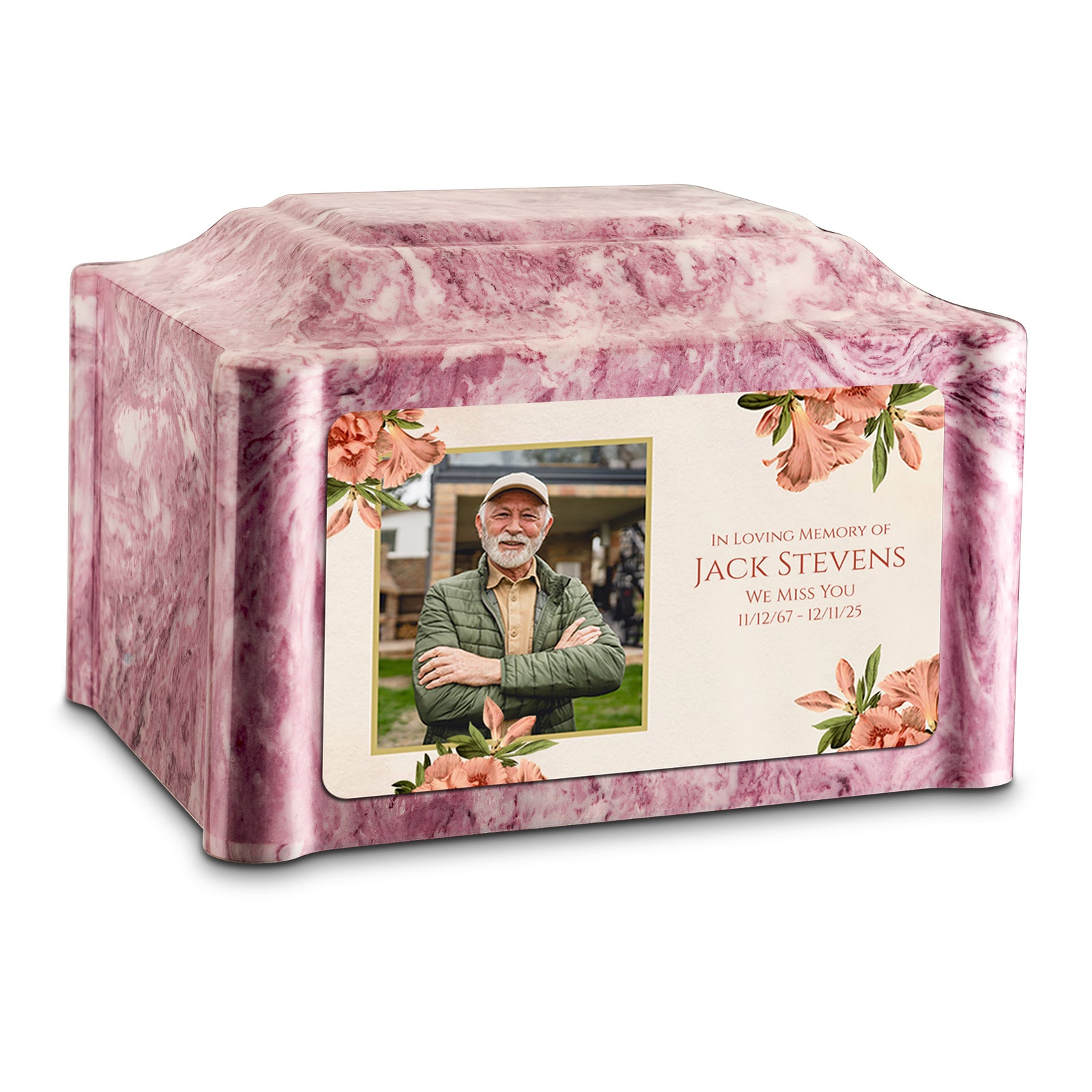 Adult Devotion Custom Printed Azalea Flower Cultured Marble Urns for Ashes