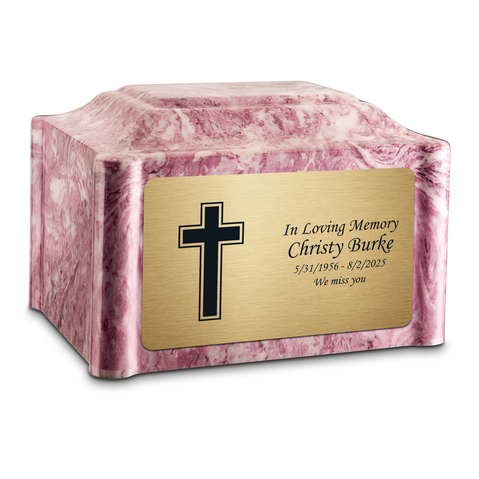 Adult Devotion Simple Cross Wild Rose Cultured Marble Urns for Ashes