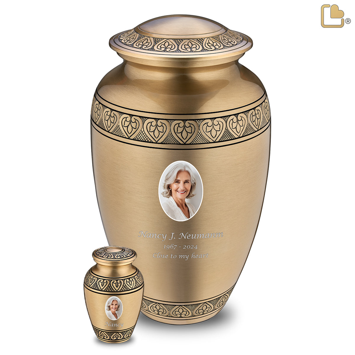 Adult Classic Gold Portrait Cremation Urn - COMFORT by LoveUrns