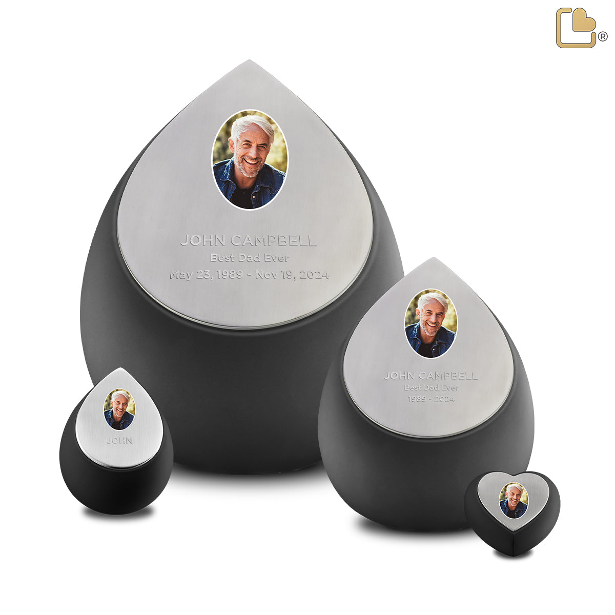 Drop Portrait Medium Urn Black & Brushed Pewter