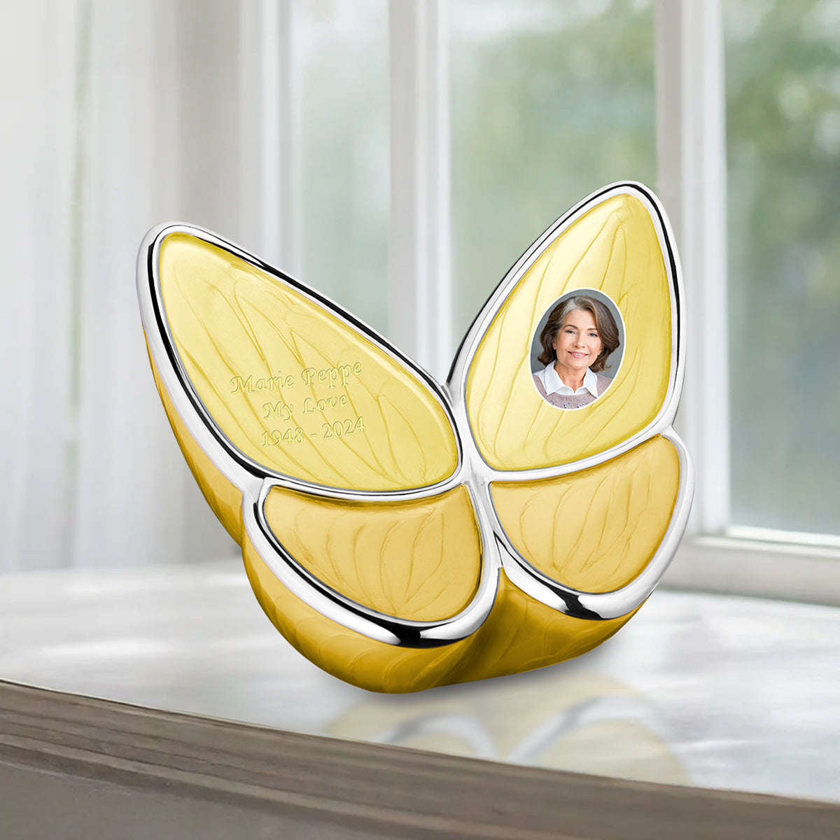 Adult Wings of Hope Portrait Butterfly Pearl Yellow Cremation Urn