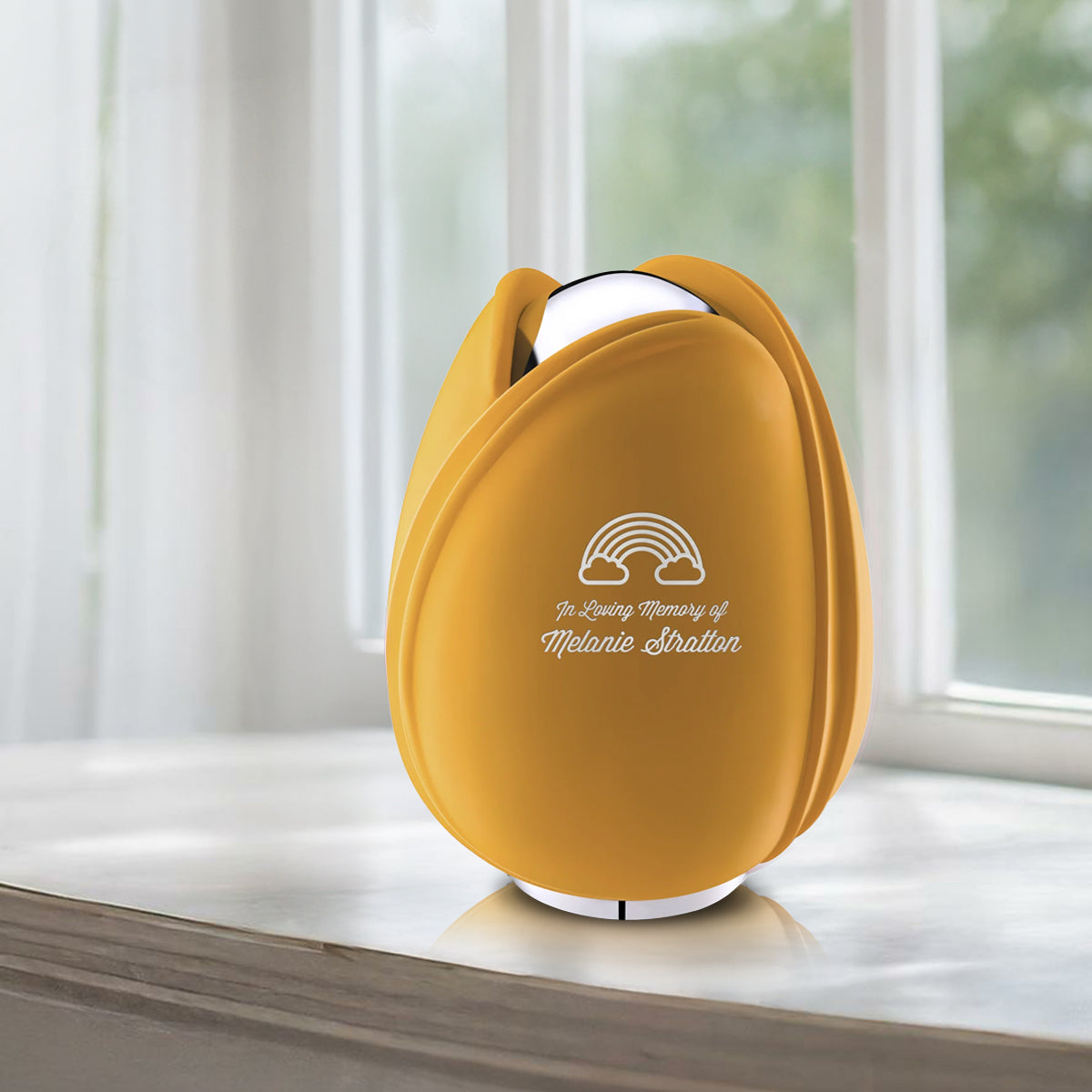 Tulip Standard Adult Urn Yellow & Polished Silver