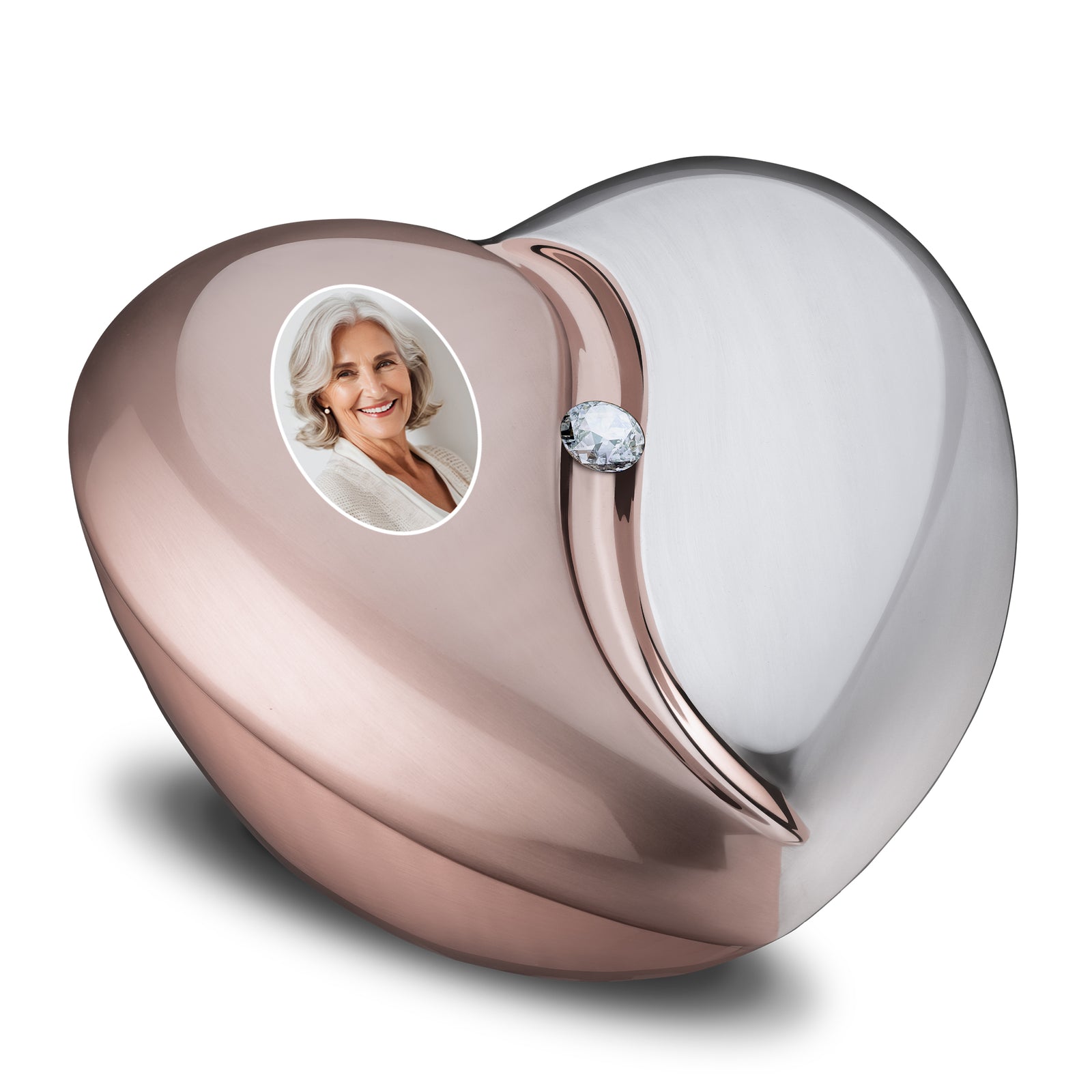 HeartFelt Standard Portrait Adult Urn Brushed Rose Gold With Crystal