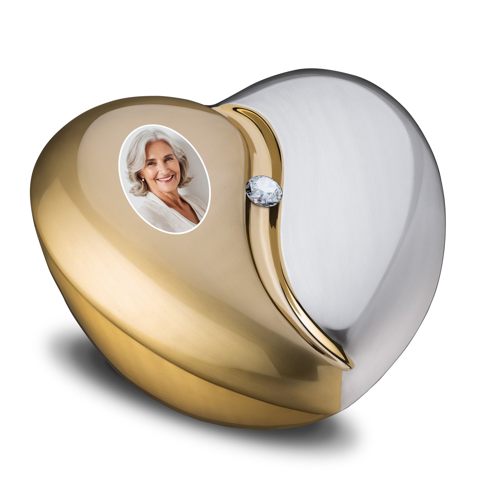 HeartFelt Standard Portrait Adult Urn Brushed Gold With Crystal