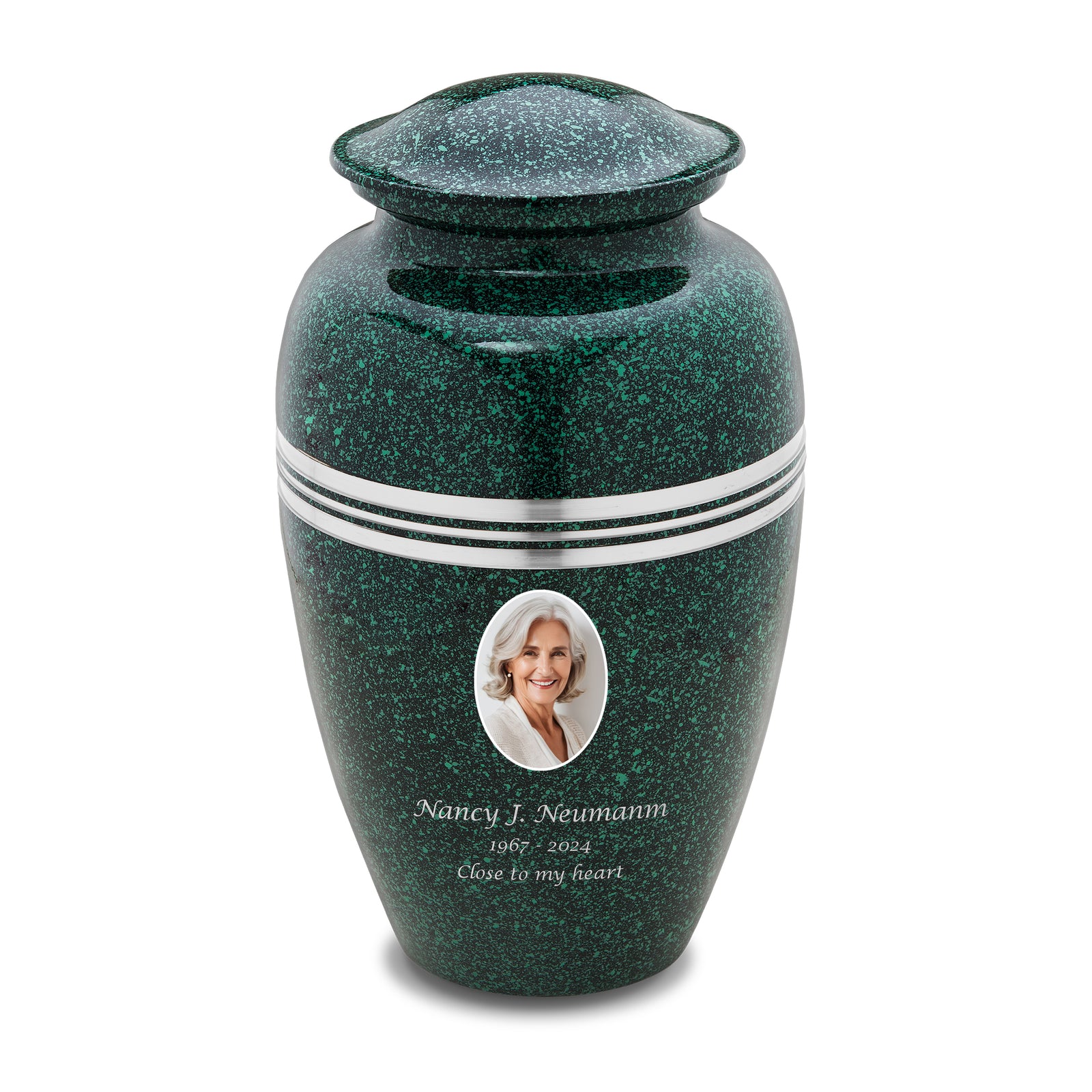 Adult Speckled Emerald Portrait Cremation Urn - COMFORT by LoveUrns