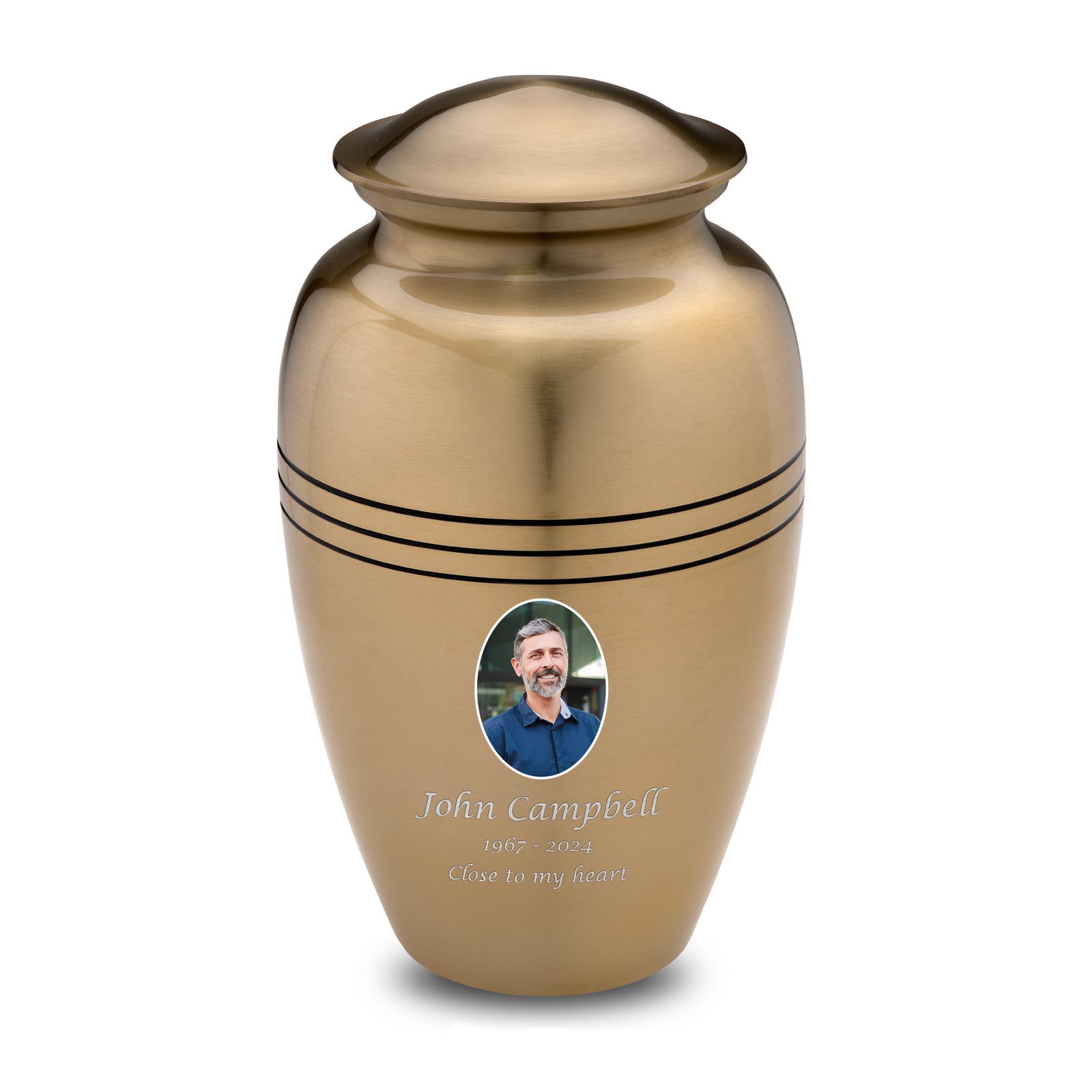 Adult Radiance Gold Portrait Cremation Urn - COMFORT by LoveUrns