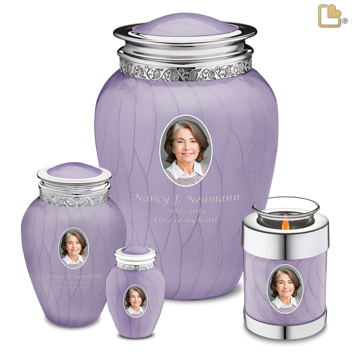 Keepsake Blessing Portrait Pearl Lavender Cremation Urn