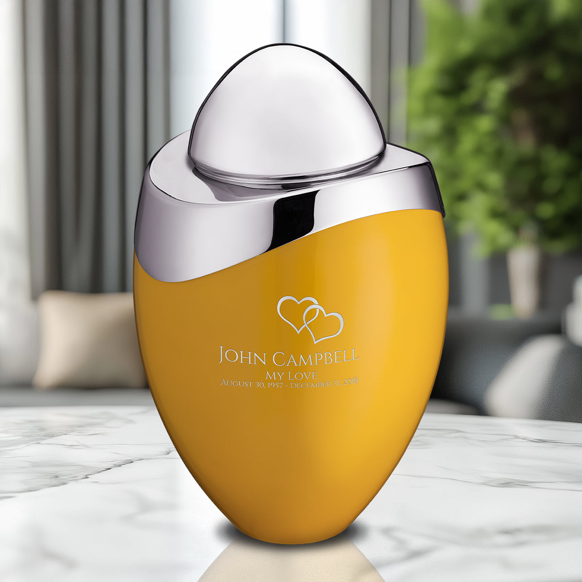Amore Standard Adult Urn Yellow & Polished Silver
