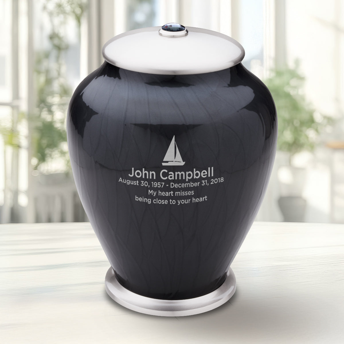 Adult Tall Simplicity Midnight Pearl Cremation Urn - COMFORT by LoveUrns