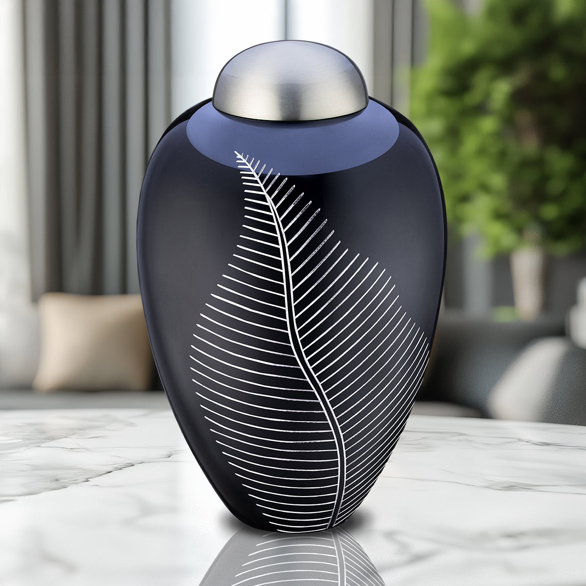Adult Midnight Leaf Cremation Urn - COMFORT by LoveUrns
