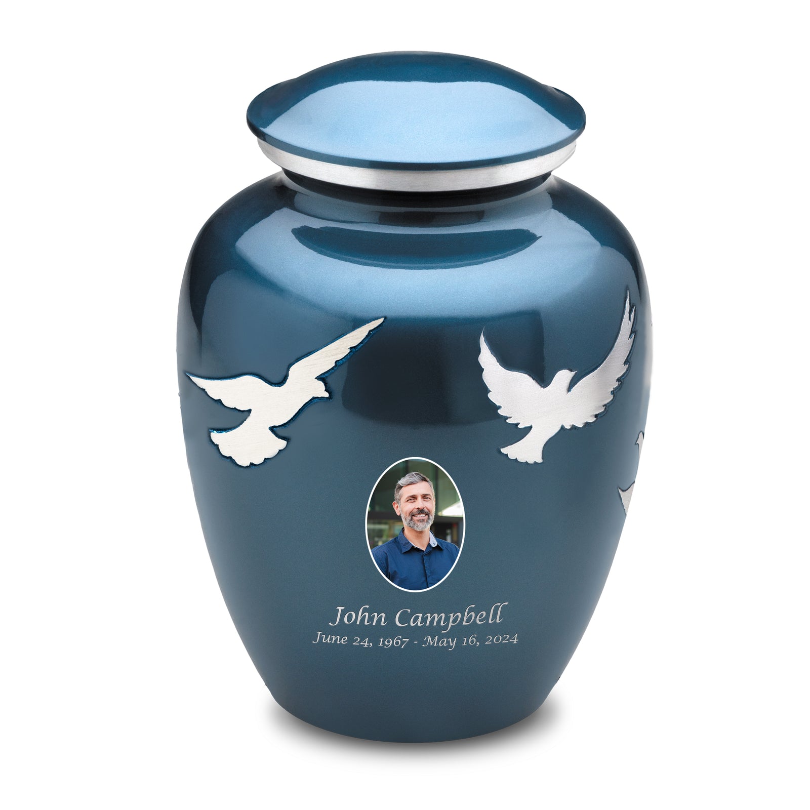 Adult Portrait Flying Doves Cremation Urn