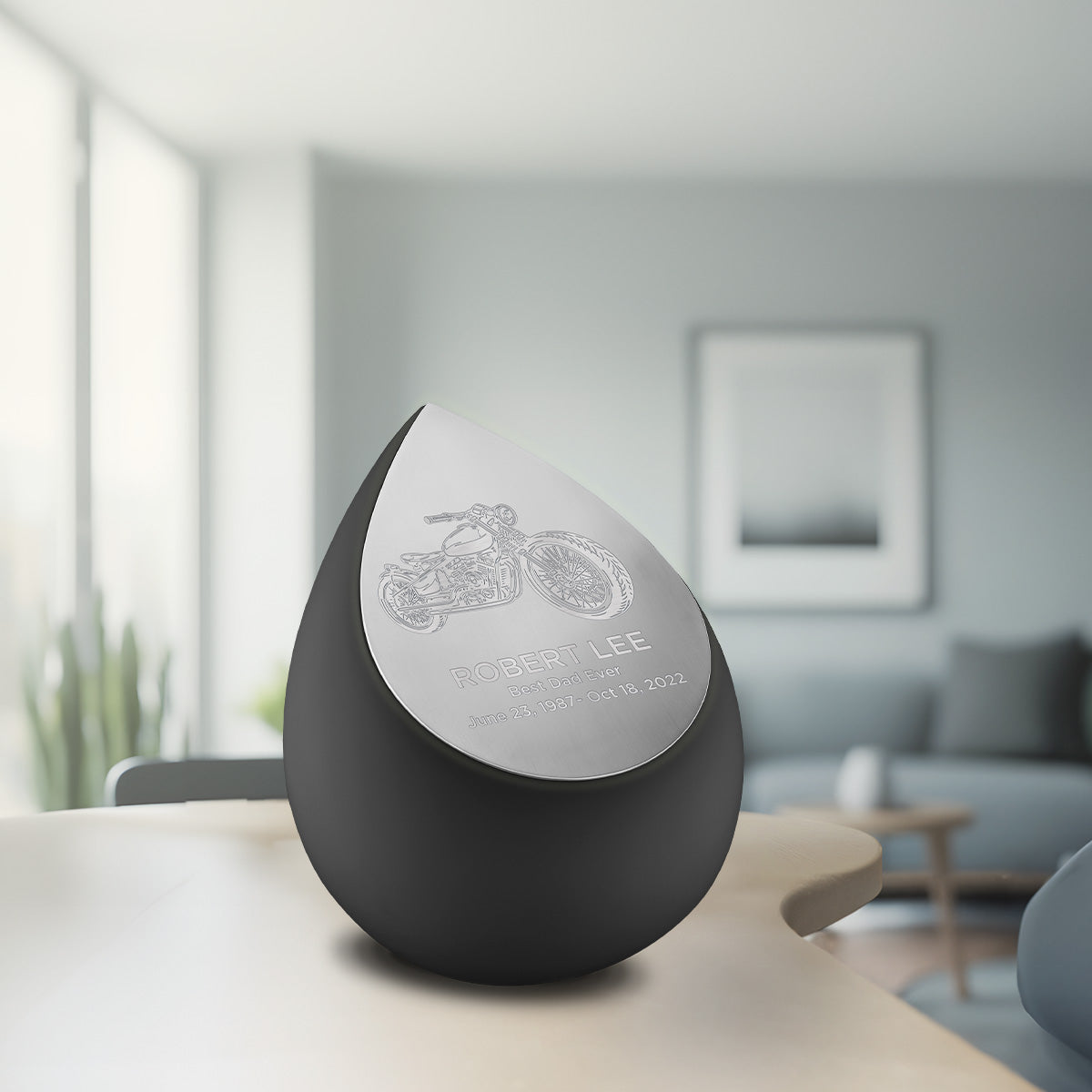 Drop Standard Adult Urn Black & Brushed Pewter