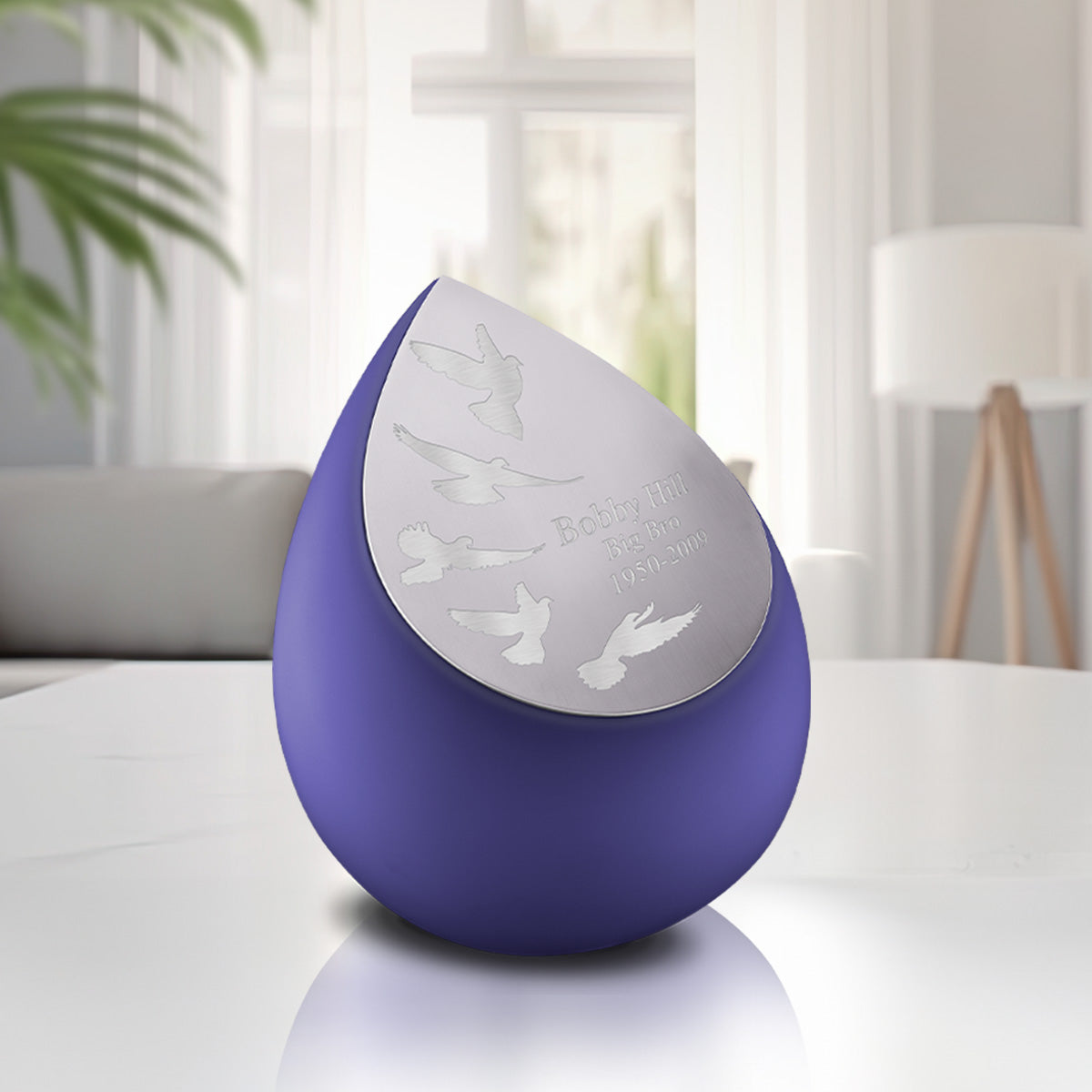 Drop Standard Adult Urn Navy & Brushed Pewter