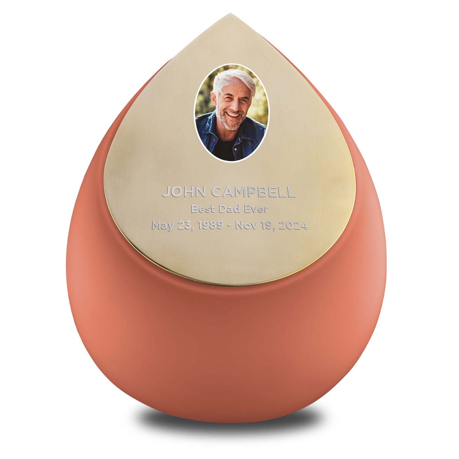 Drop Standard Adult Portrait Urn Terracotta & Brushed Gold