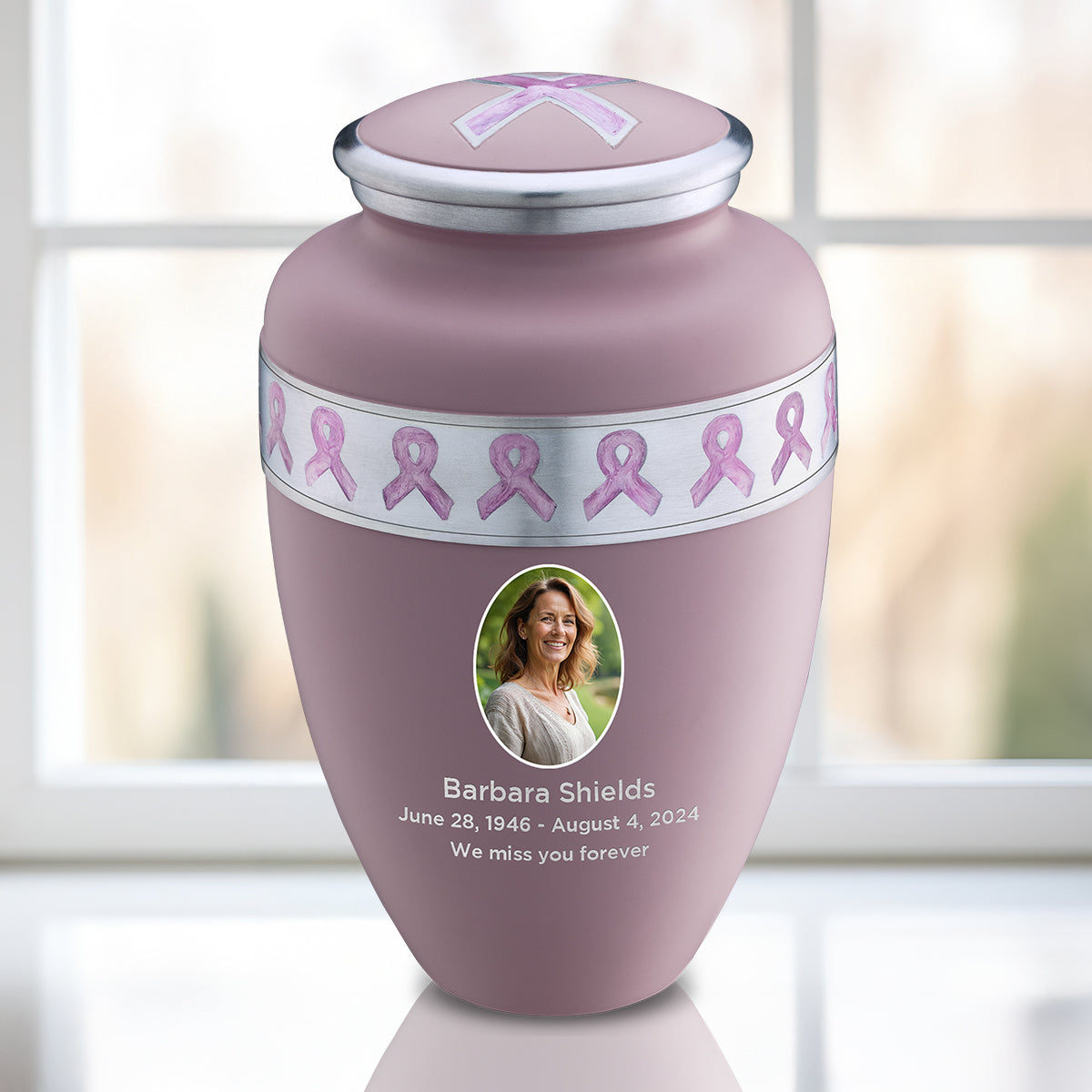 Adult Awareness Portrait Pink Cremation Urn