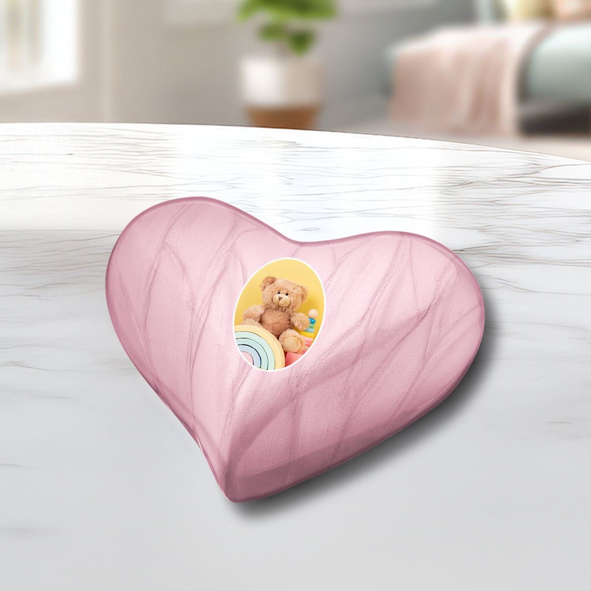 Heart Pearl Pink Portrait Keepsake Cremation Urn