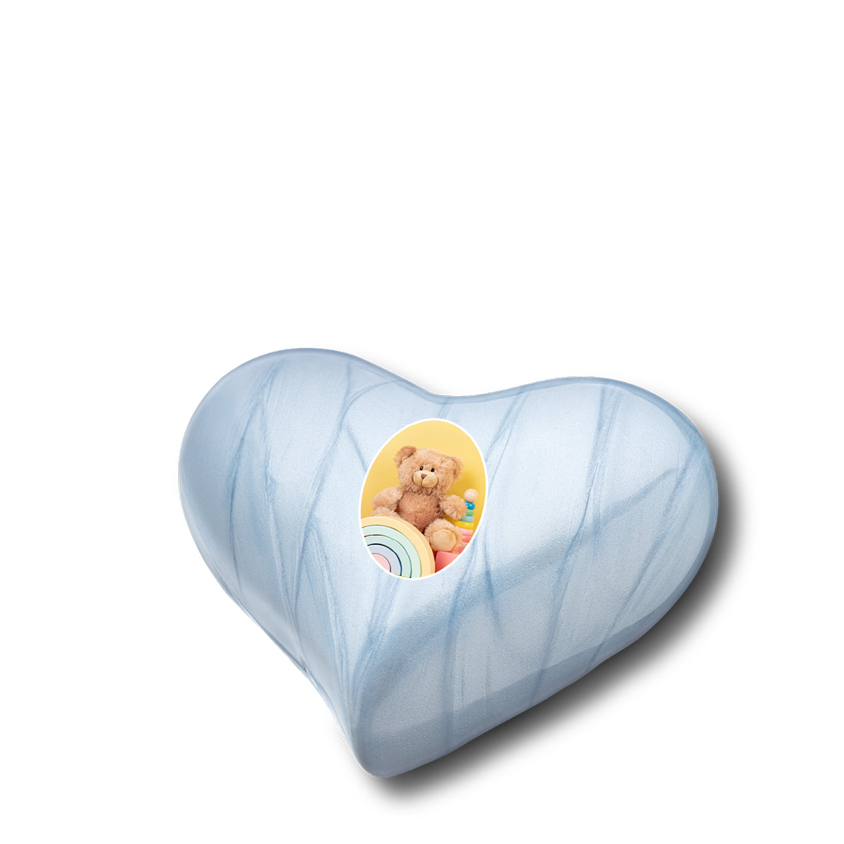 Heart Pearl Blue Portrait Keepsake Cremation Urn