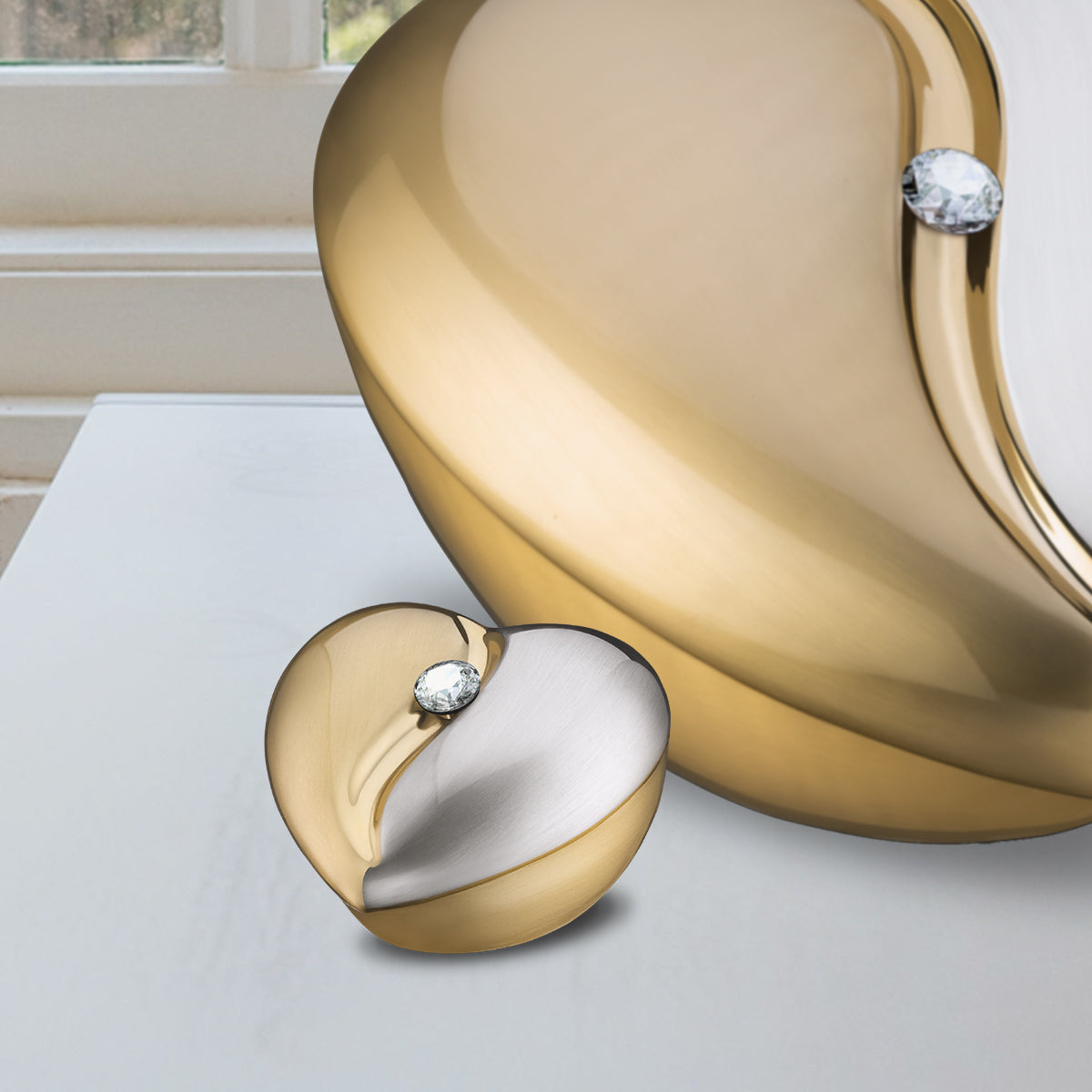 HeartFelt Keepsake Urn Brushed Gold With Crystal