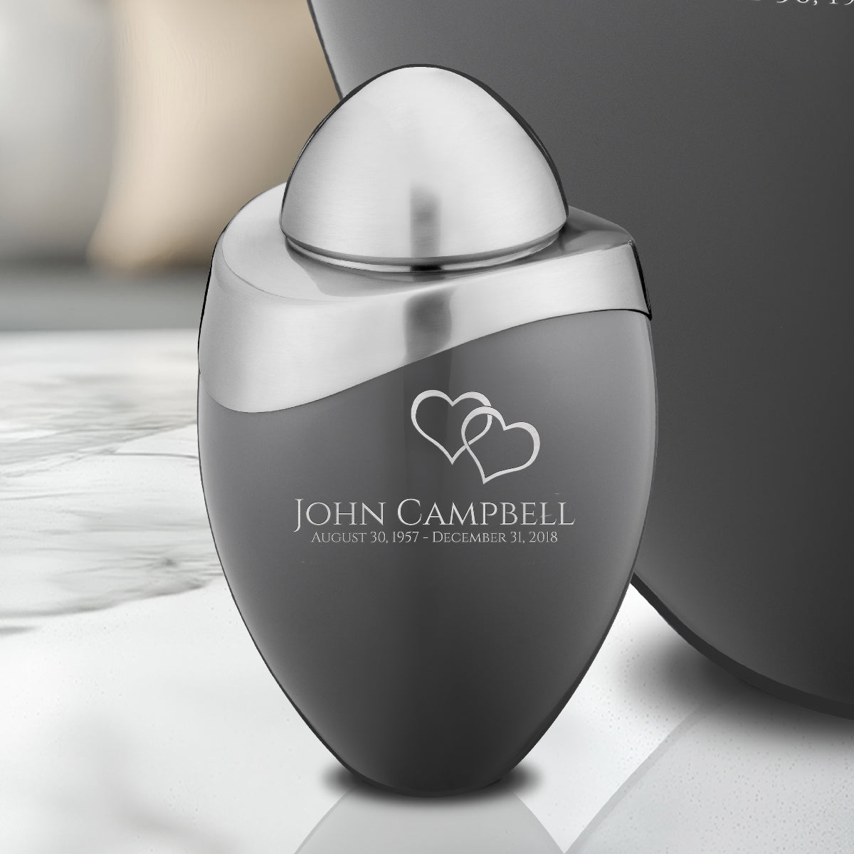 Amore Keepsake Urn French Grey & Brushed Pewter