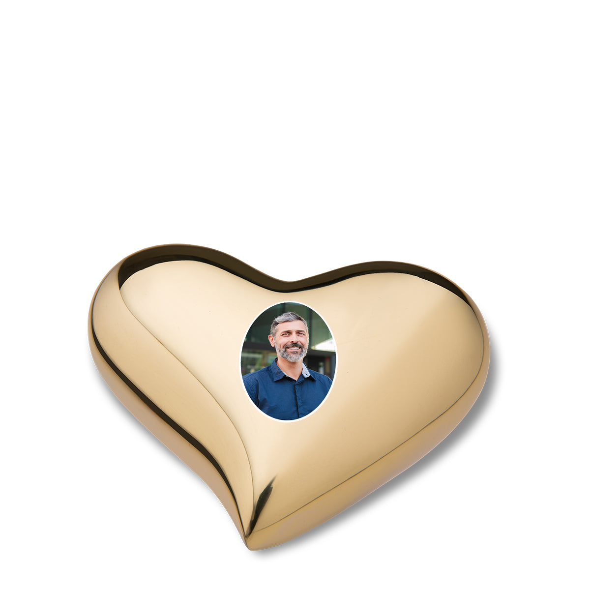 Heart Bright Gold Portrait Cremation Urn
