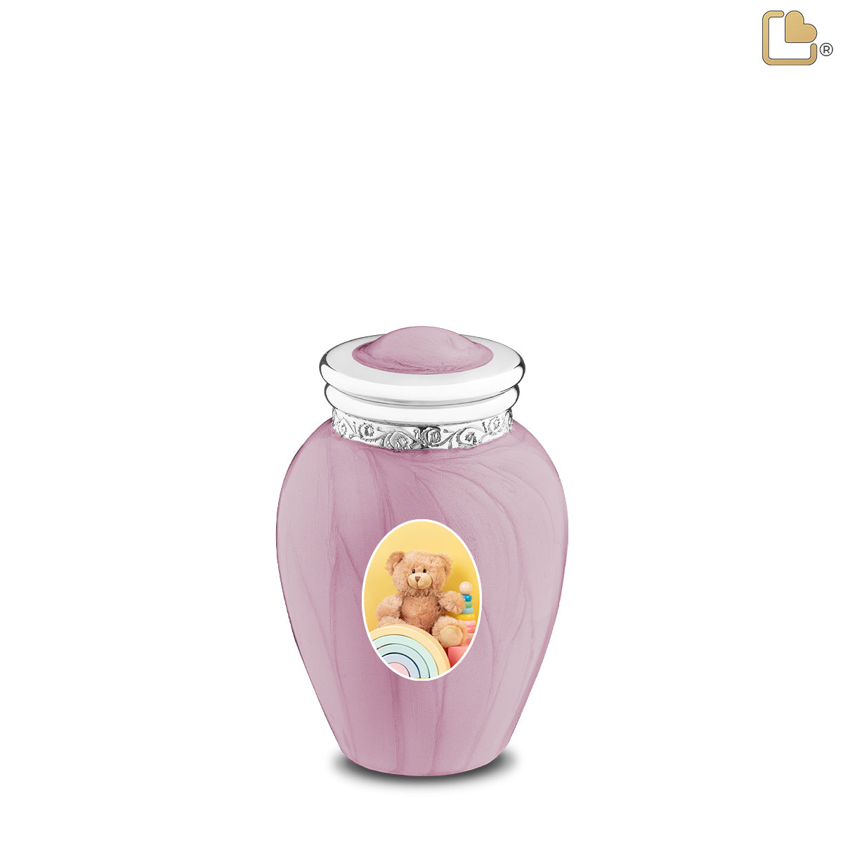 Blessing Keepsake Portrait Urn Pearl Pink & Polished Silver