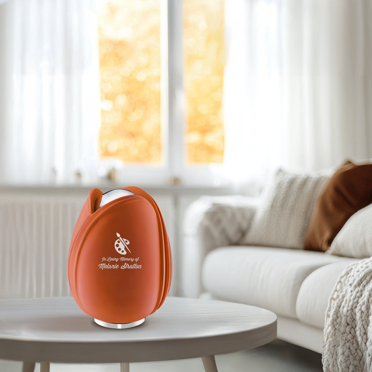 Tulip Medium Urn Orange & Polished Silver