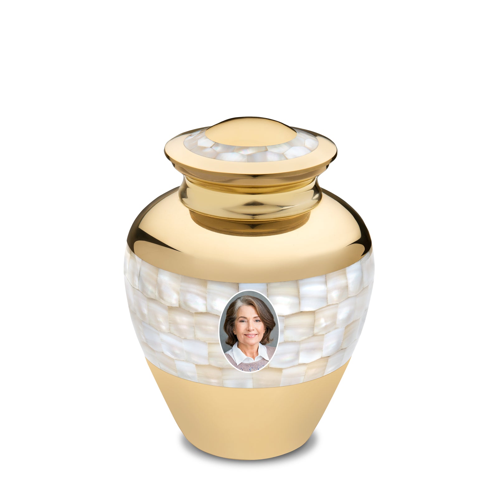 Medium Mother of Pearl Portrait Cremation Urn - COMFORT by LoveUrns