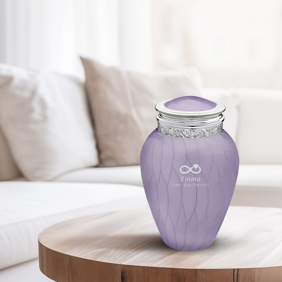 Medium Blessing Pearl Lavender Silver Cremation Urn