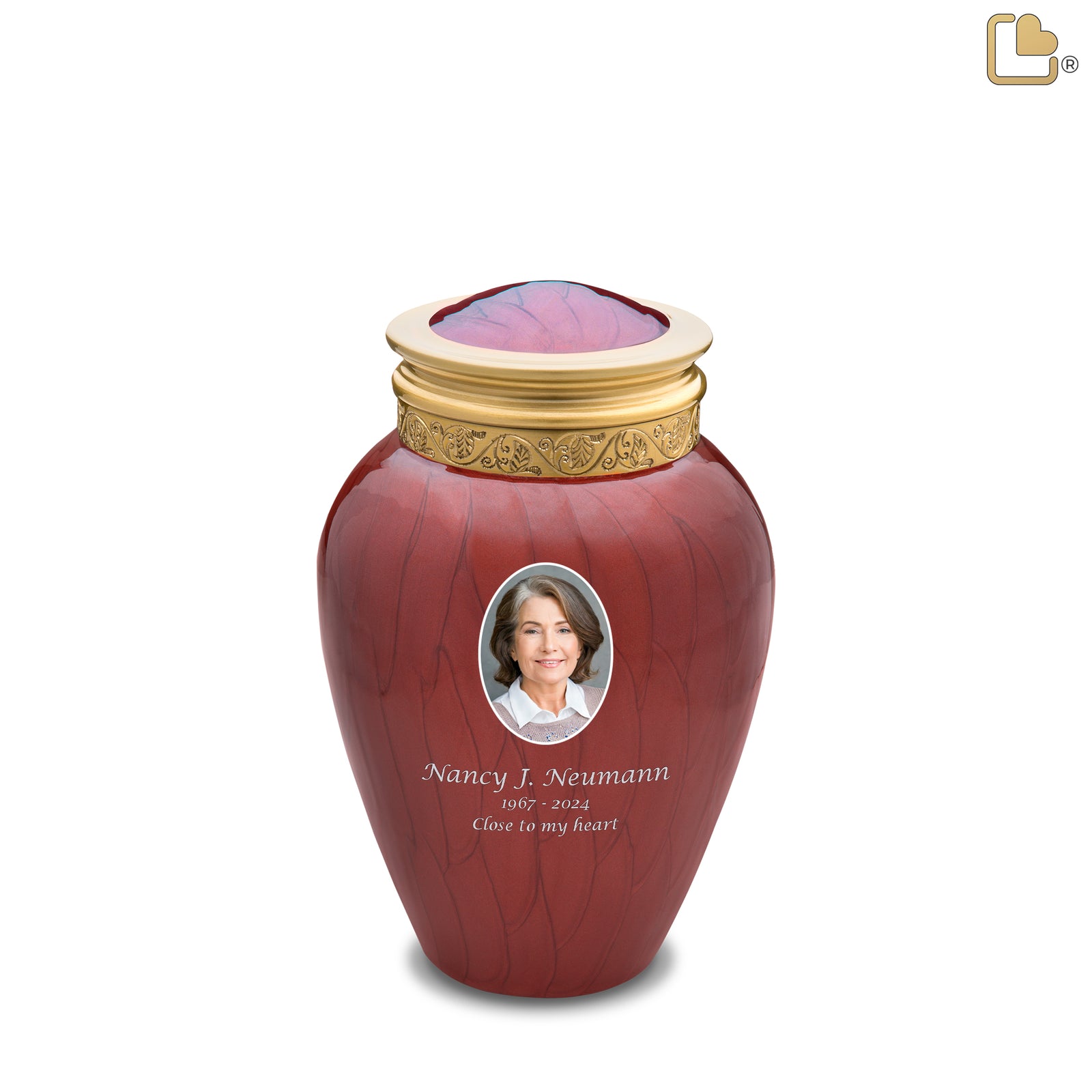 Medium Blessing Portrait Pearl Crimson Cremation Urn