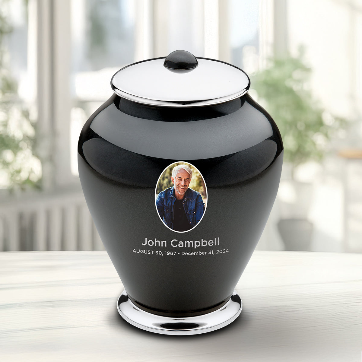 Medium Tall Simplicity Portrait Midnight Cremation Urn - COMFORT by LoveUrns