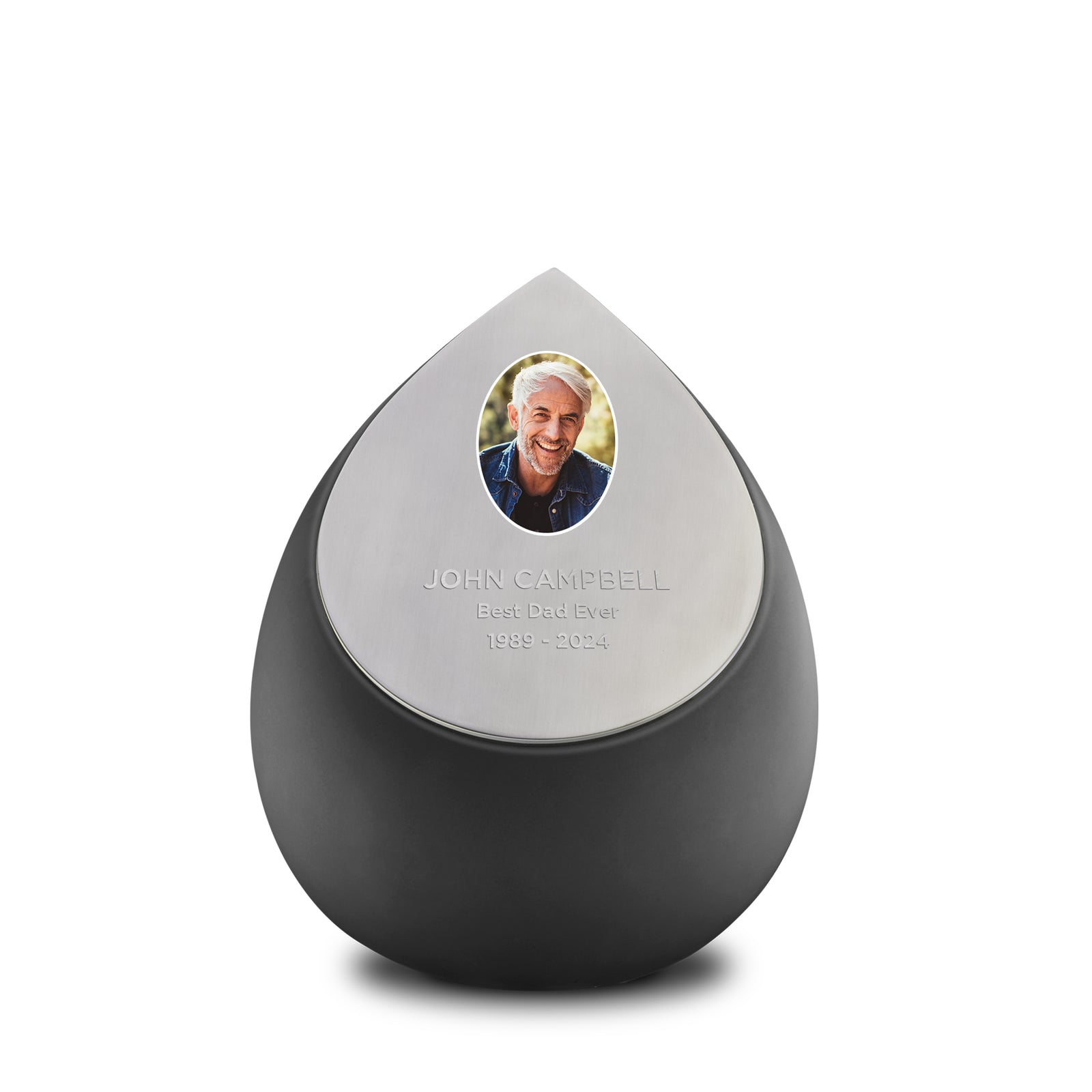 Drop Portrait Medium Urn Black & Brushed Pewter