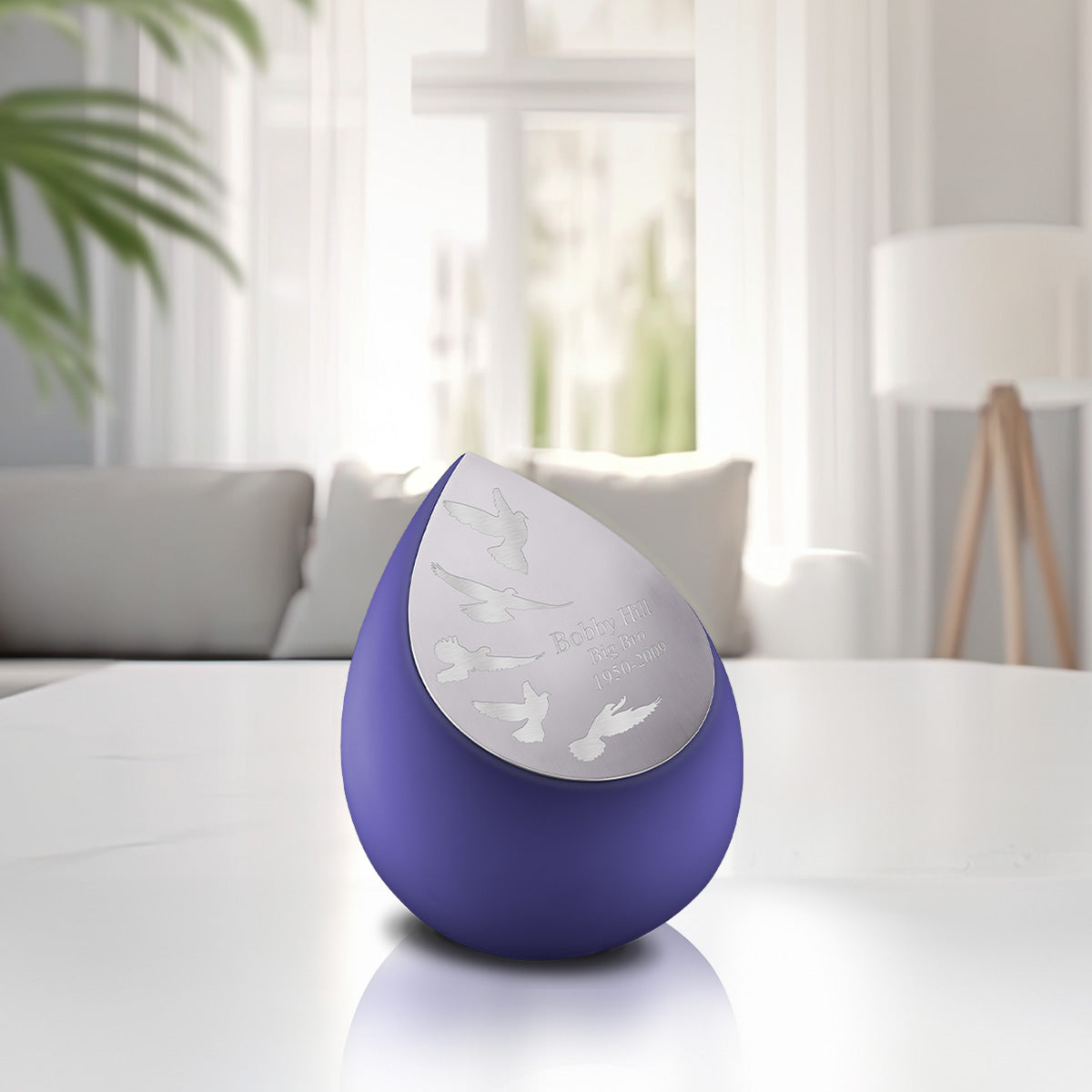 Drop Medium Urn Navy & Brushed Pewter