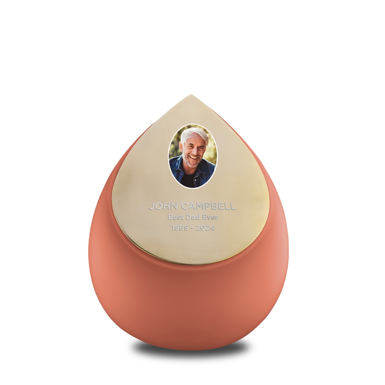 Drop Medium Portrait Urn Terracotta & Brushed Gold