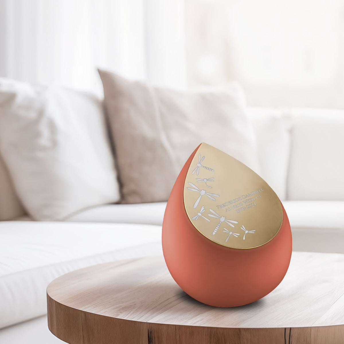 Drop Medium Urn Terracotta & Brushed Gold