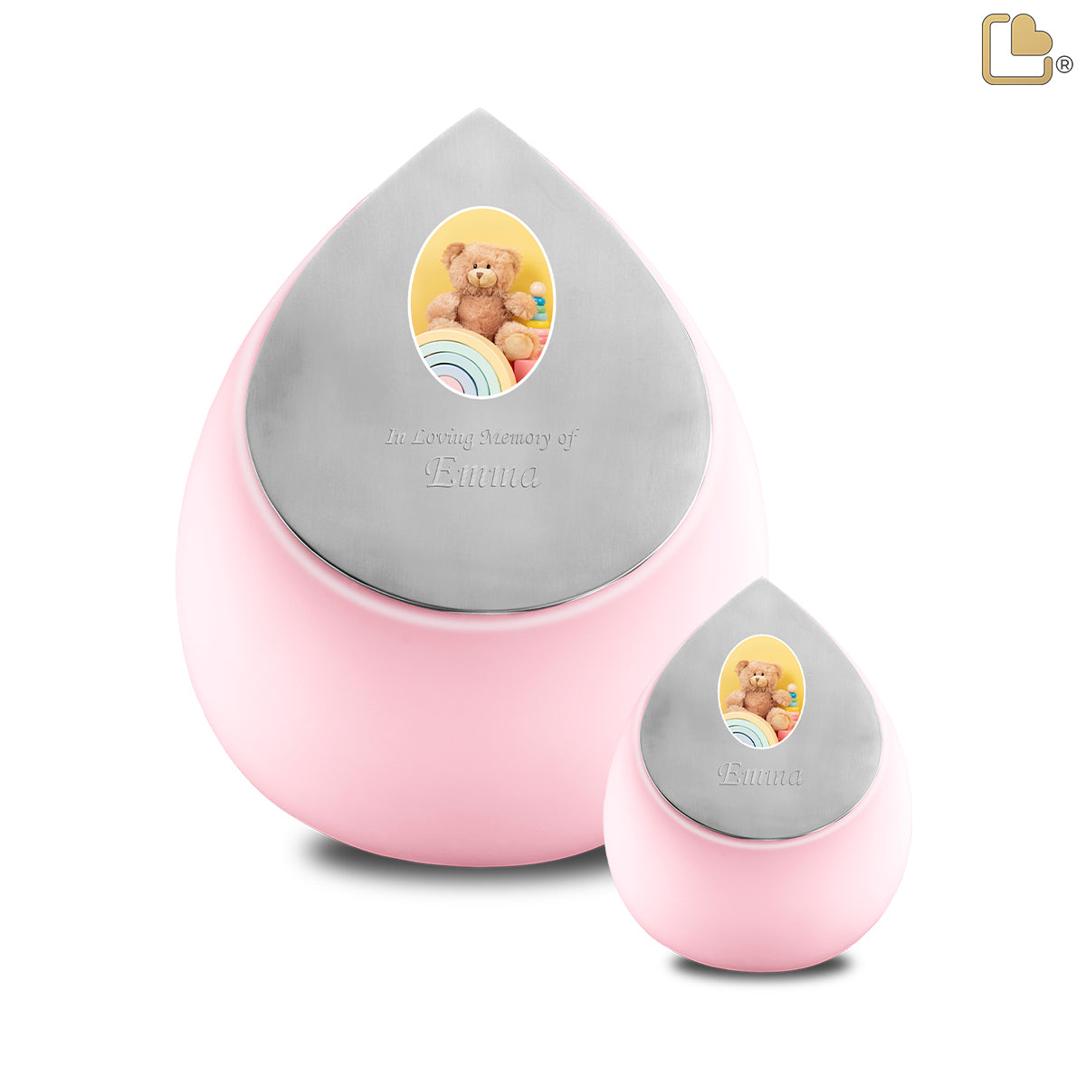 Drop Keepsake Portrait Urn Pink & Bru Pewter